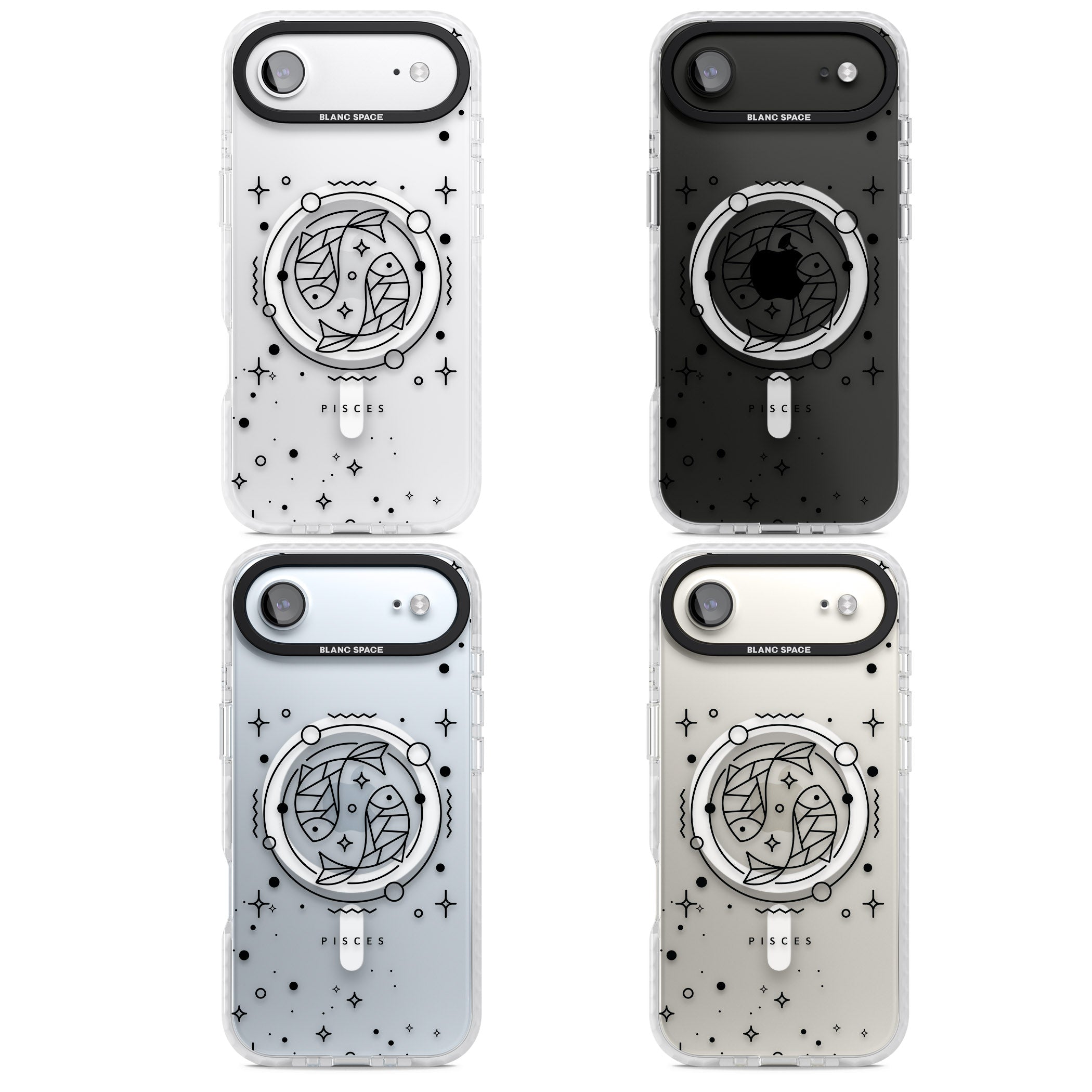 Pisces Emblem Transparent iPhone 17 Air Impact Pro Clear Phone Case APT Impact Protection