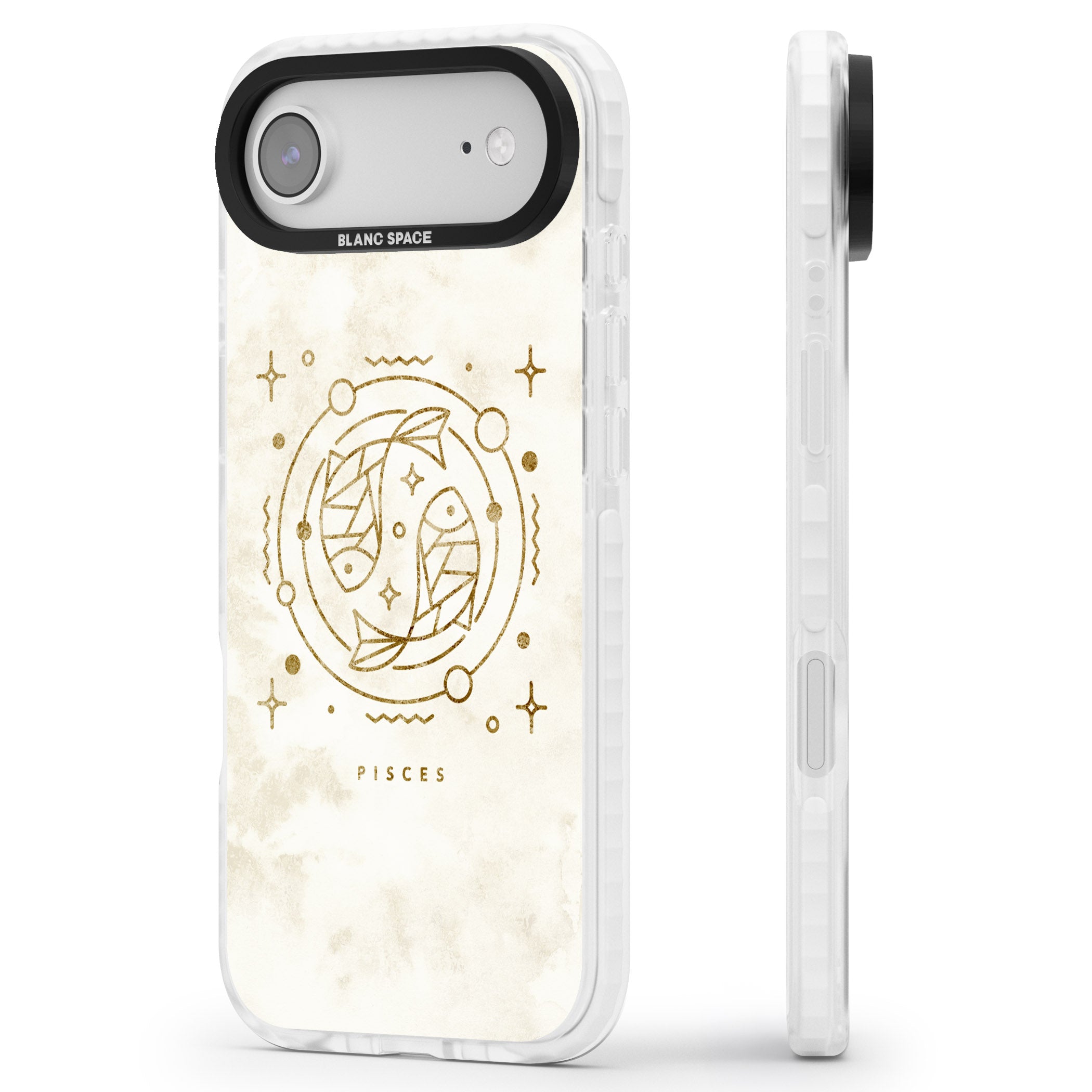 Pisces Emblem iPhone 17 Air Impact Pro Clear Phone Case Side Profile