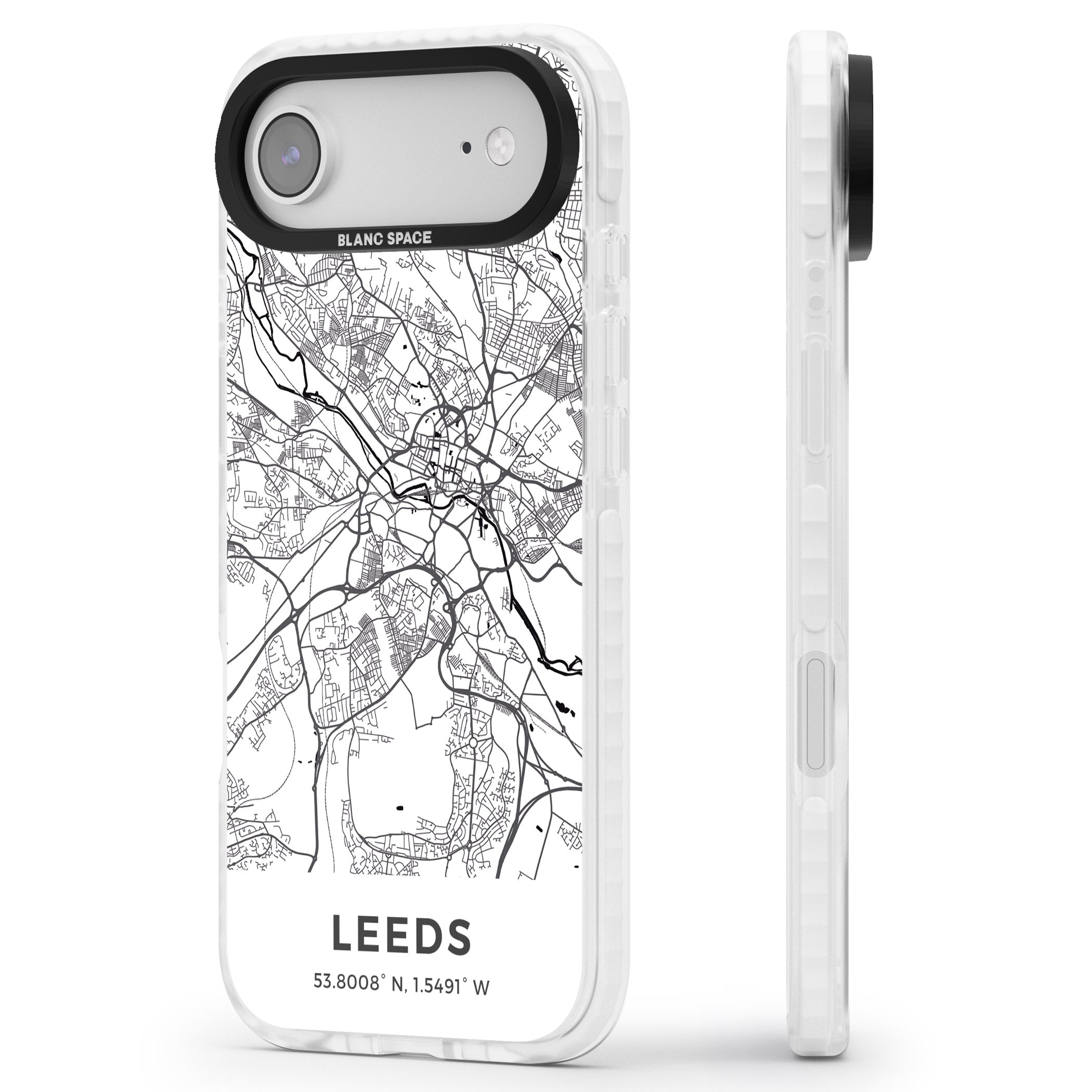 Leeds Map iPhone 17 Air Impact Clear Phone Case Side Profile