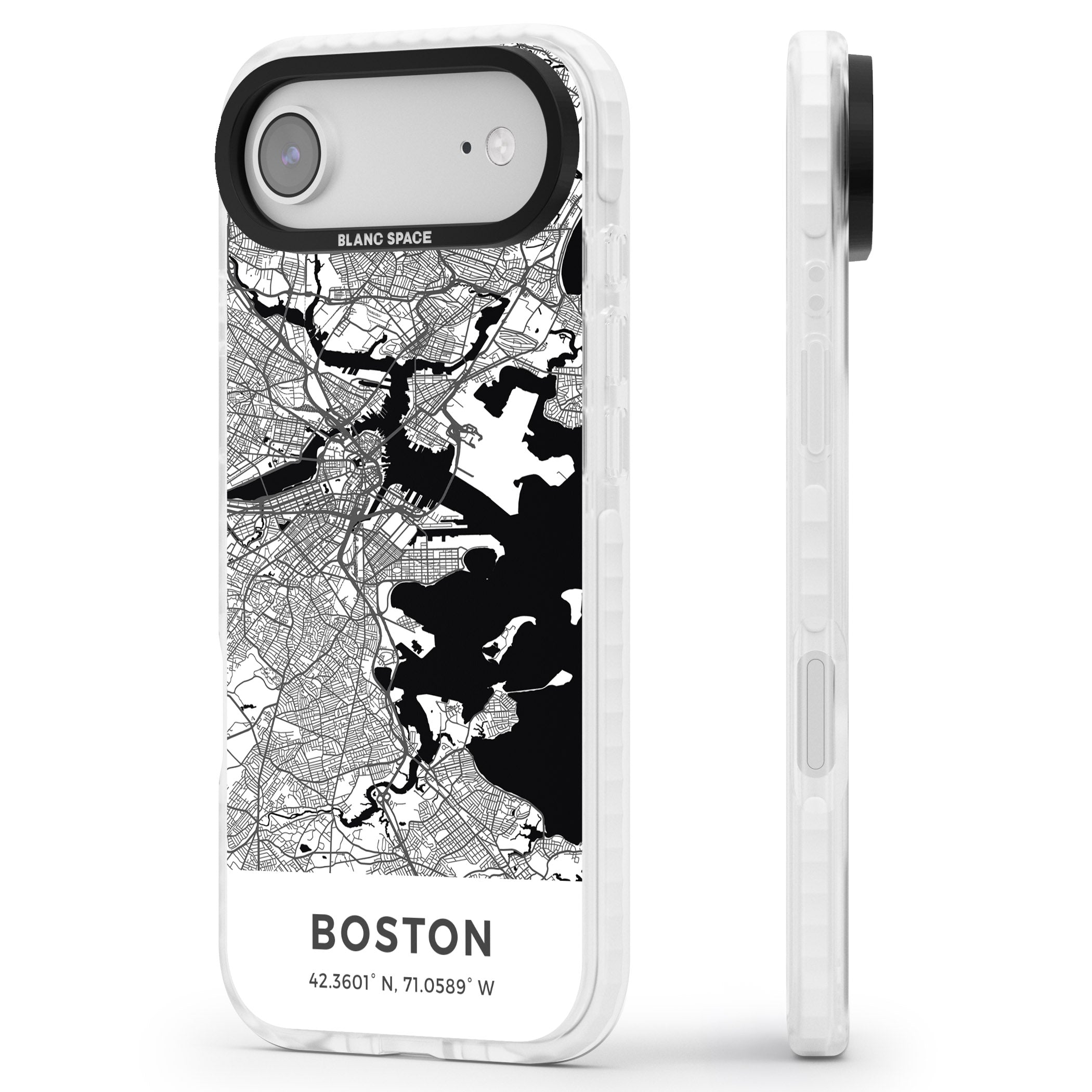 Boston Map iPhone 17 Air Impact Clear Phone Case Side Profile