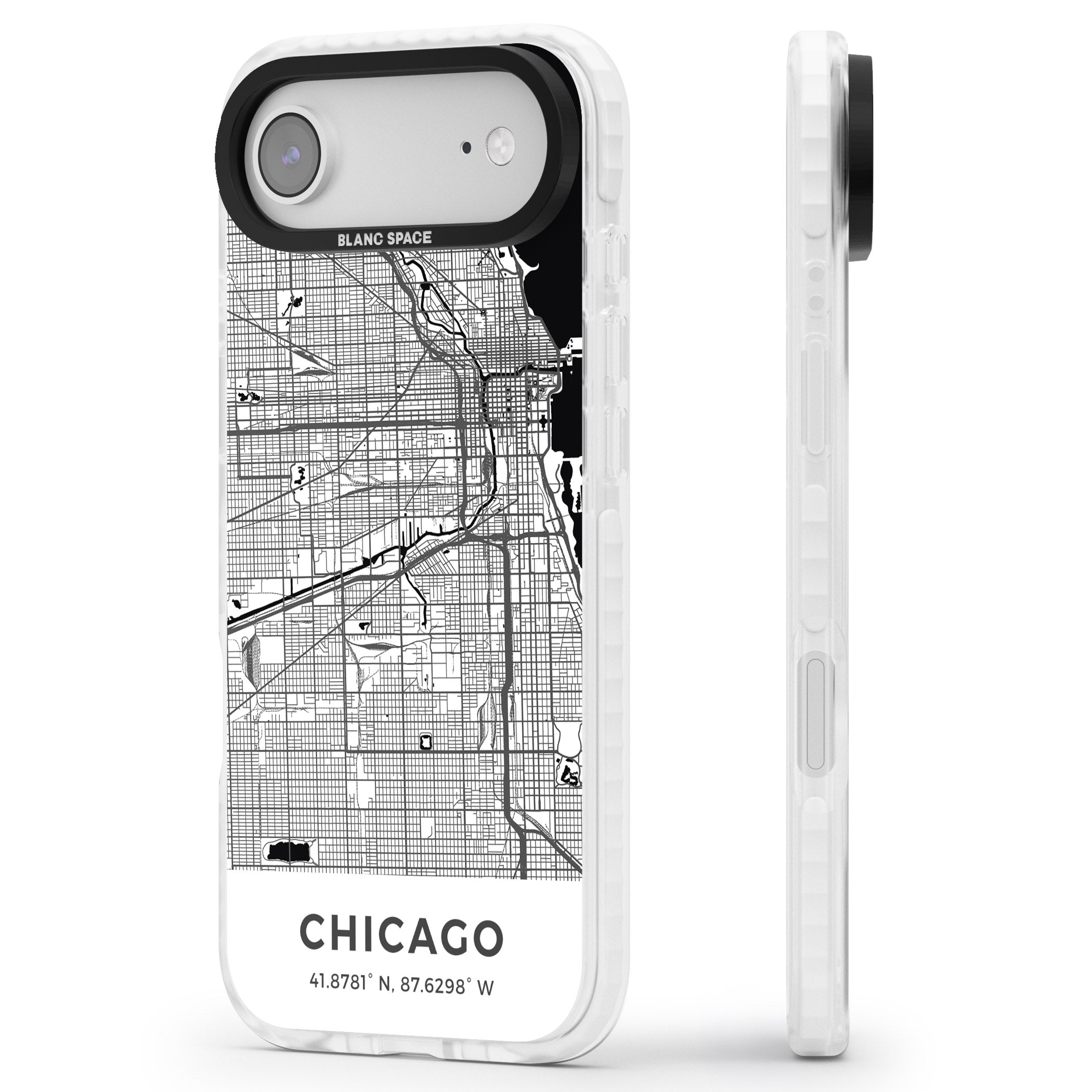 Chicago Map iPhone 17 Air Impact Clear Phone Case Side Profile