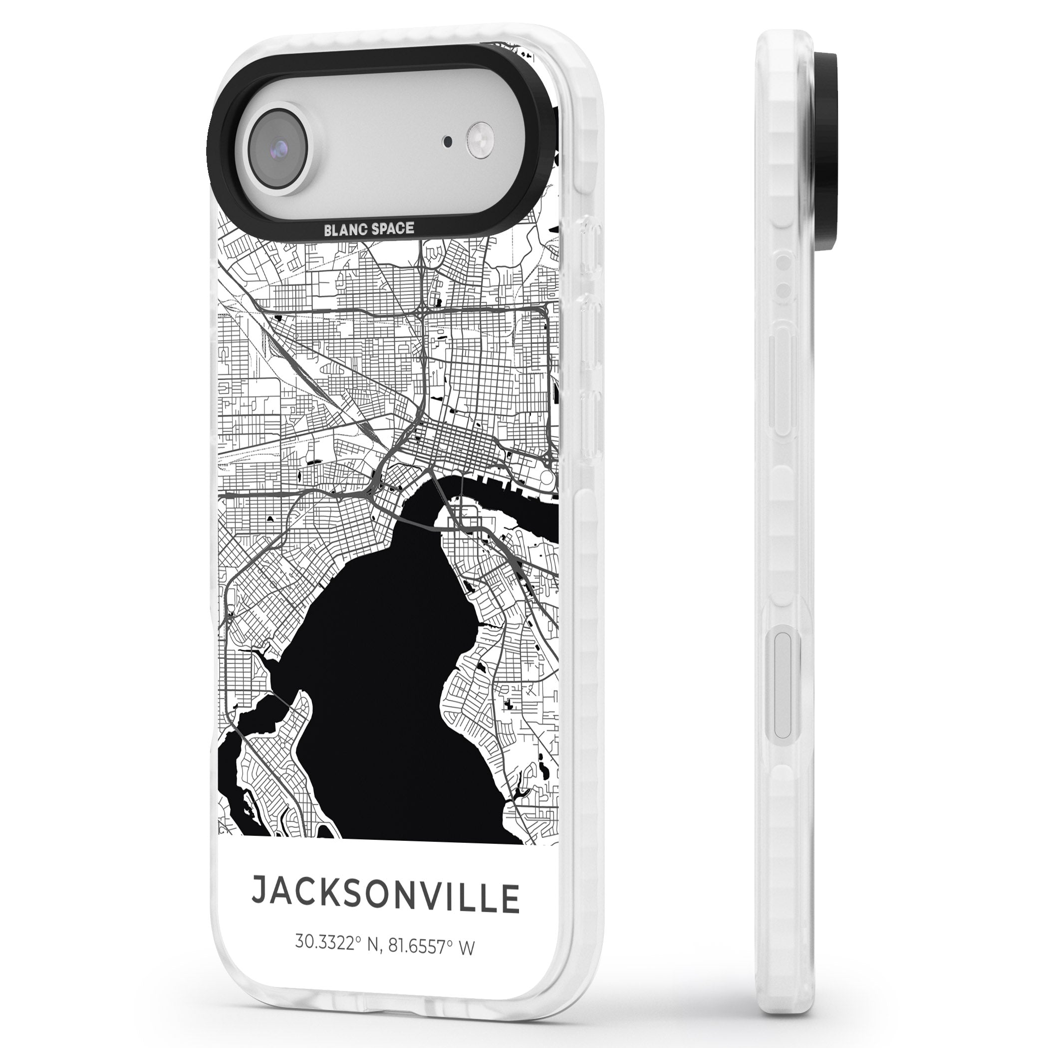 Jacksonville Map iPhone 17 Air Impact Clear Phone Case Side Profile