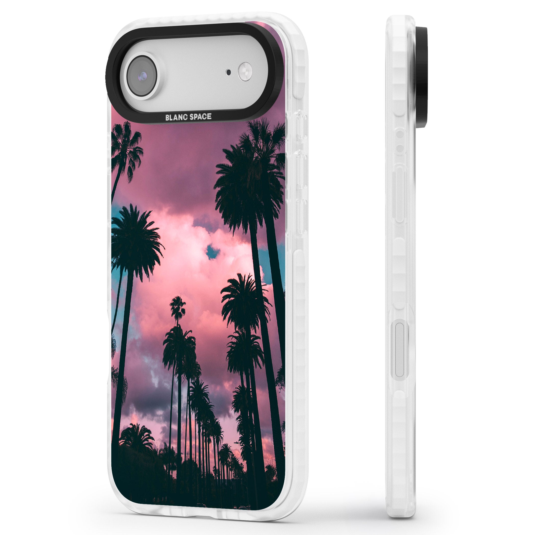 Sunset Palms iPhone 17 Air Impact Clear Phone Case Side Profile