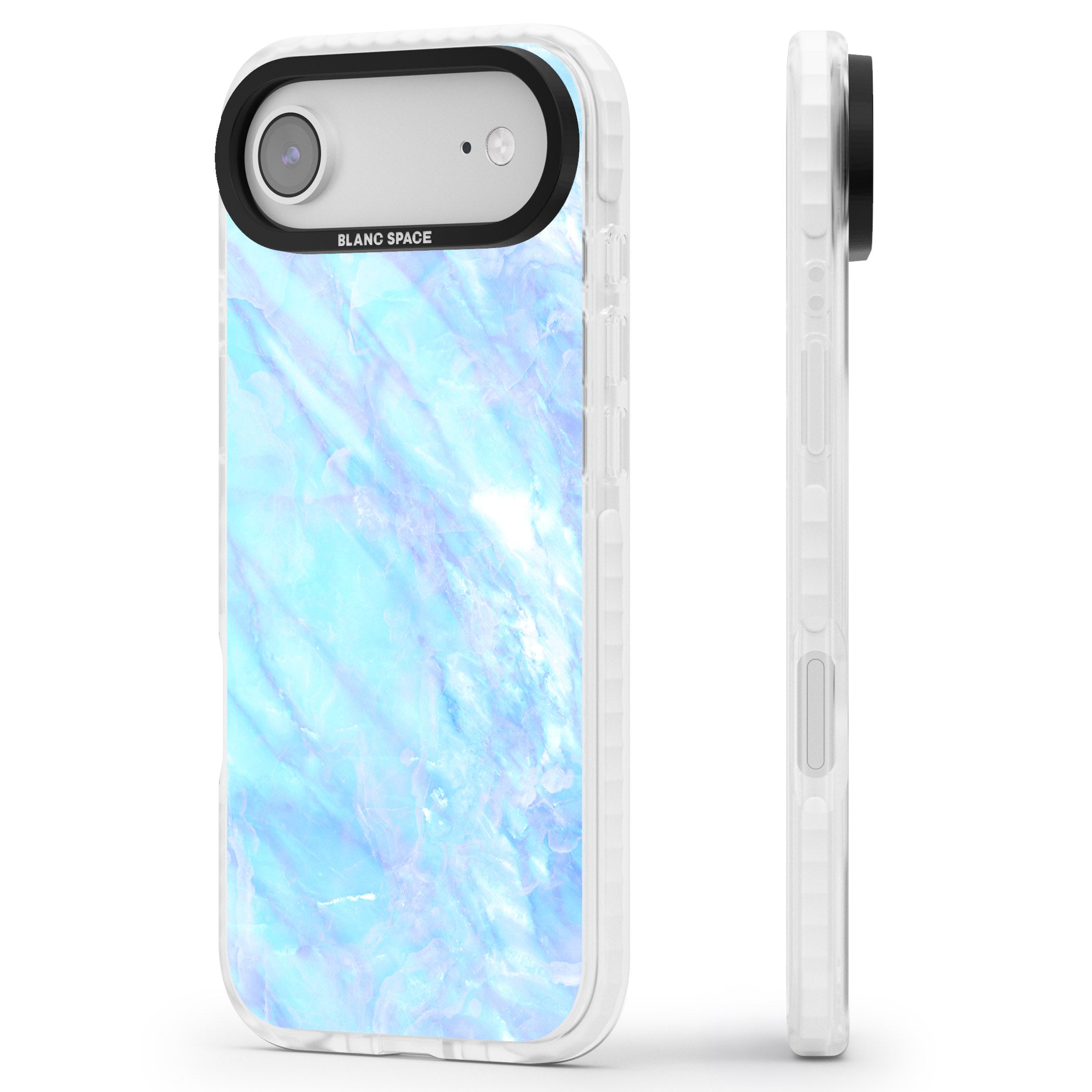 Iridescent Crystal Marble iPhone 17 Air Impact Clear Phone Case Side Profile