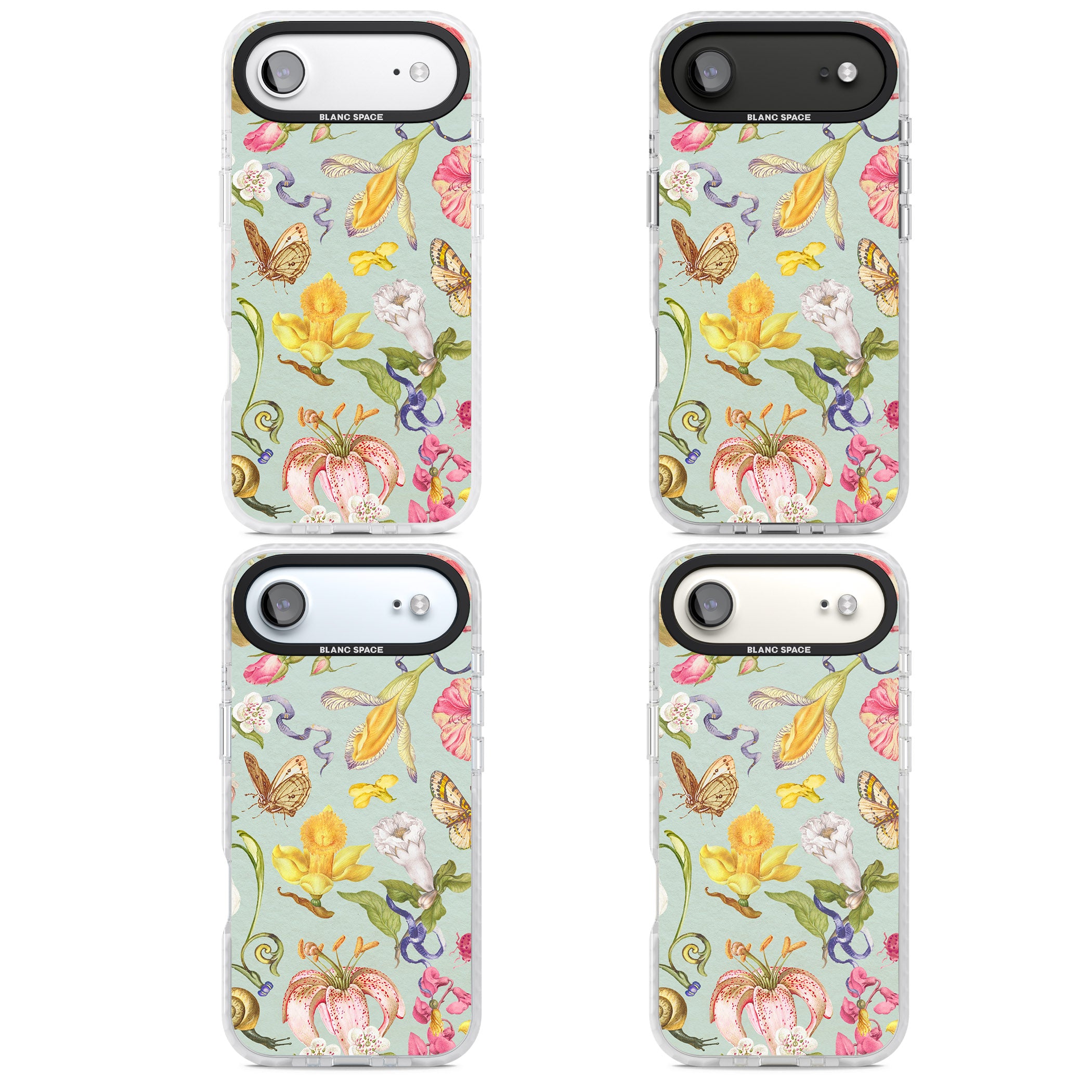 Blue Vintage Painted Flowers iPhone 17 Air Impact Clear Phone Case APT Impact Protection