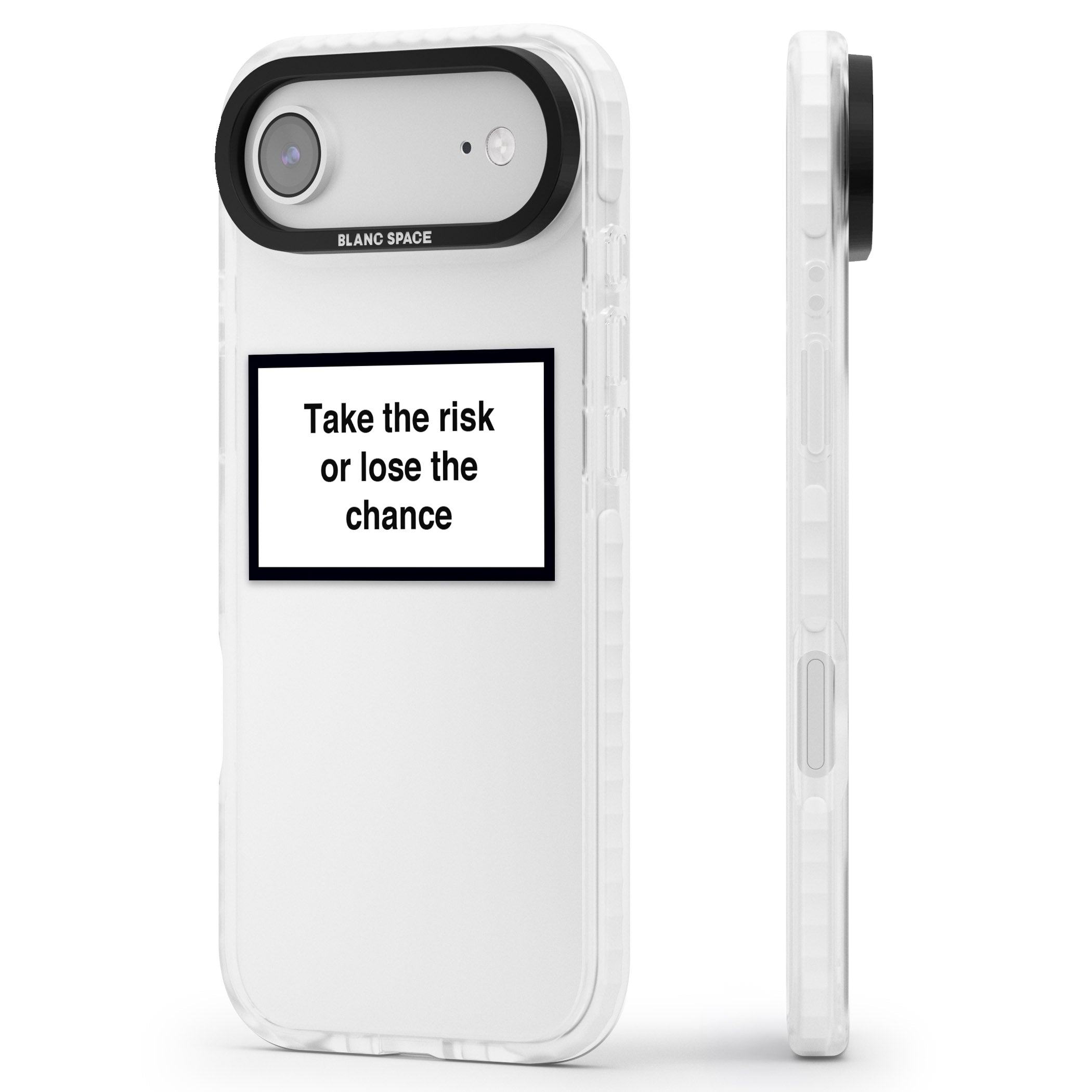 Take The Risk Or Lose The Chance iPhone 17 Air Impact Clear Phone Case Side Profile