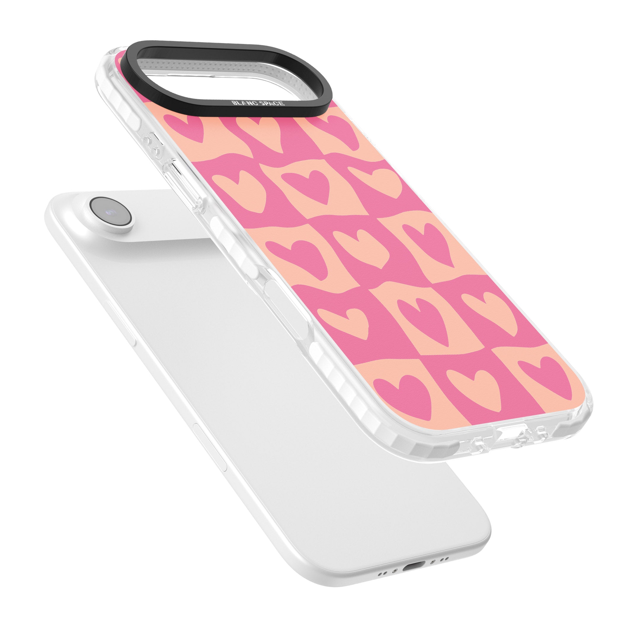 Pink Wavy Checked Hearts iPhone 17 Air Impact Clear Phone Case Colours