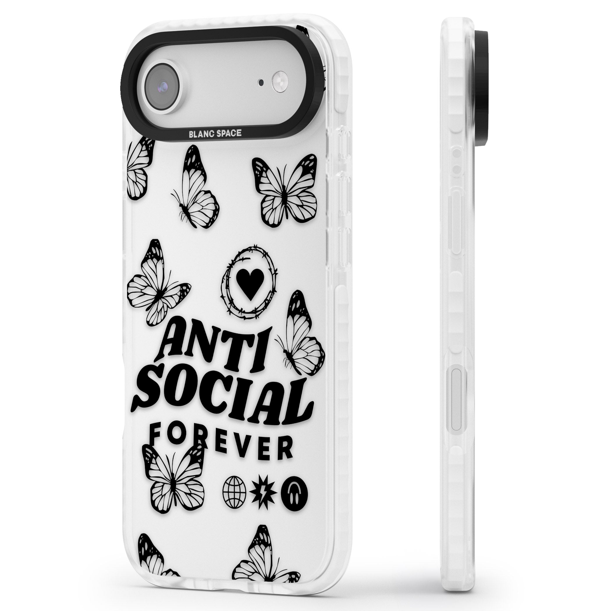 Anti Social Forever iPhone 17 Air Impact Clear Phone Case Side Profile