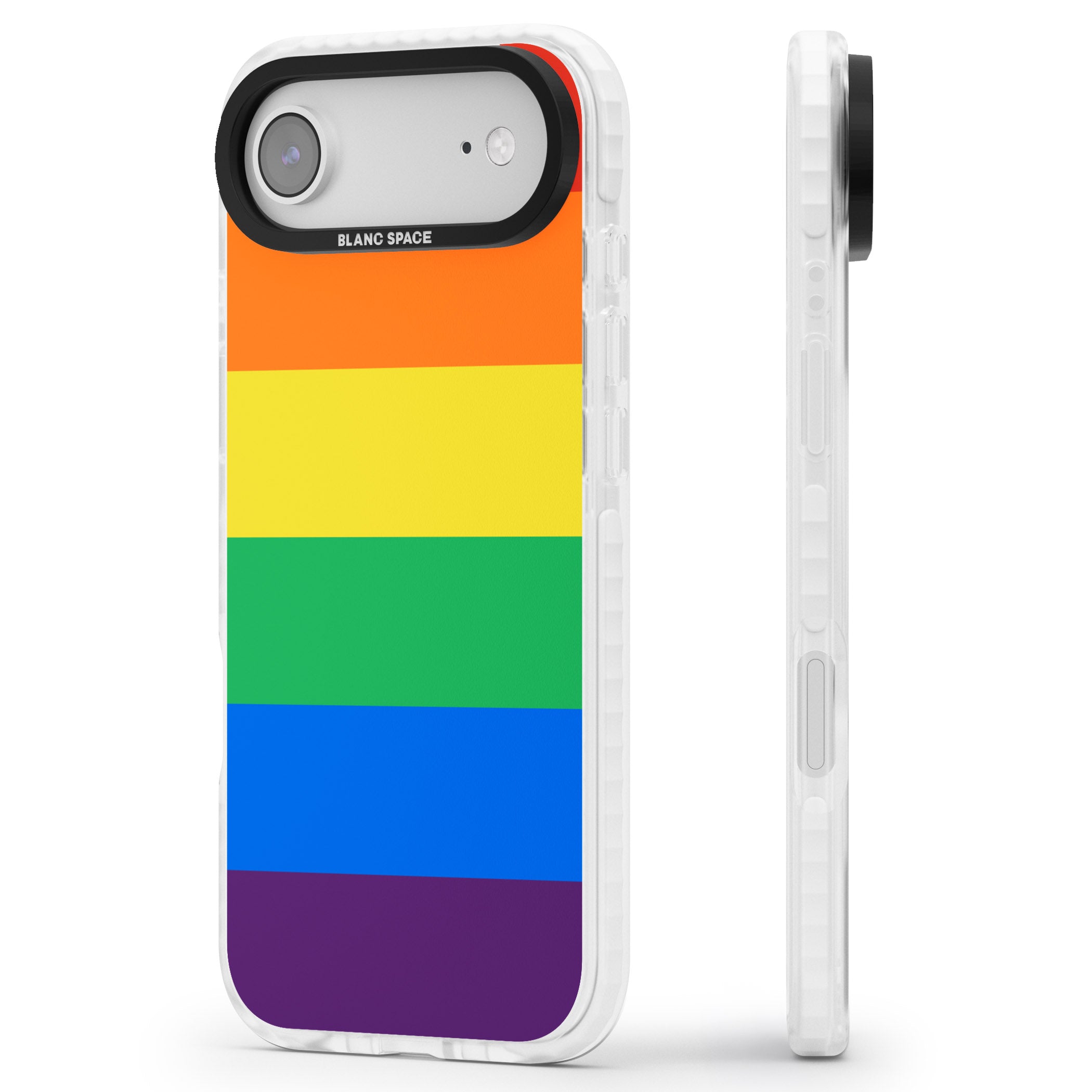 Rainbow Stripes iPhone 17 Air Impact Clear Phone Case Side Profile