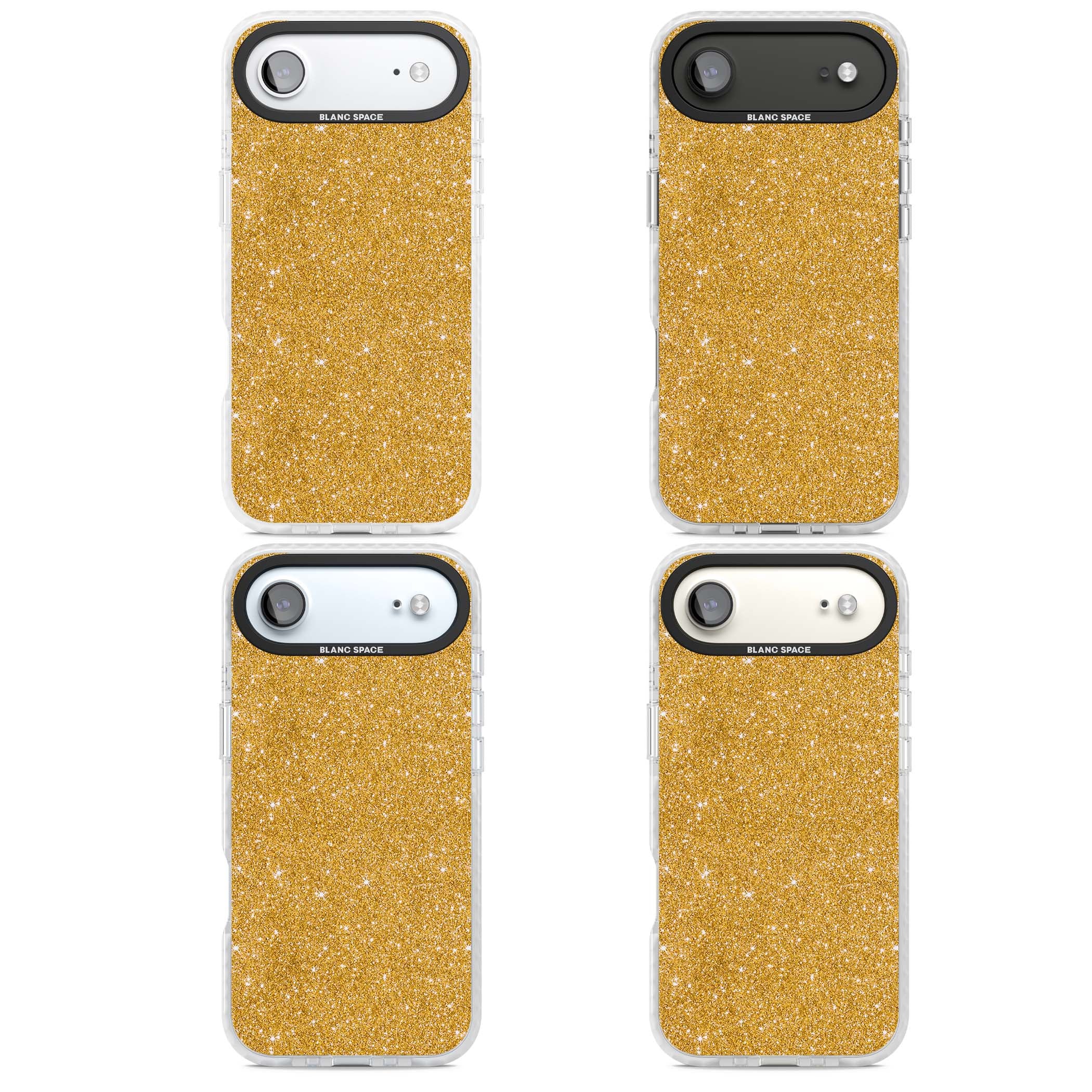 Gold Glitter gold glitter iPhone case featuring a shimmering sparkle wallpaper design in luxury gold | Black Impact case for iPhone Air