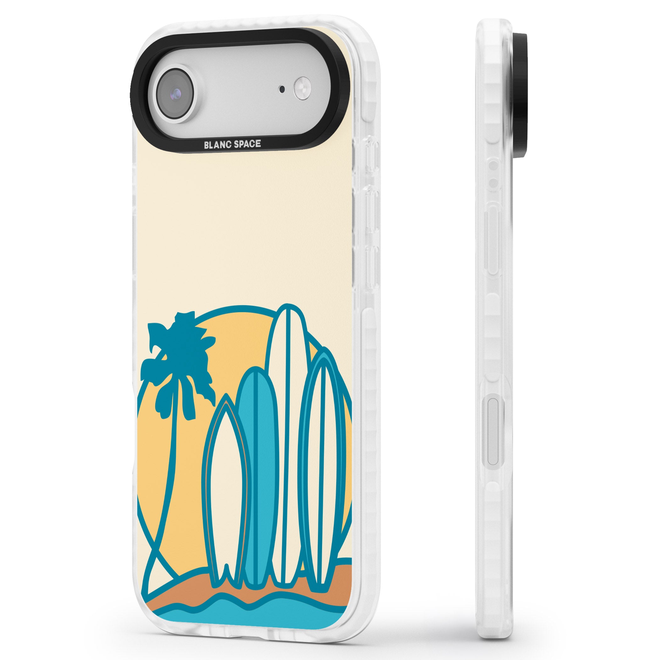 Coastal Surf Vibes iPhone 17 Air Impact Clear Phone Case Side Profile