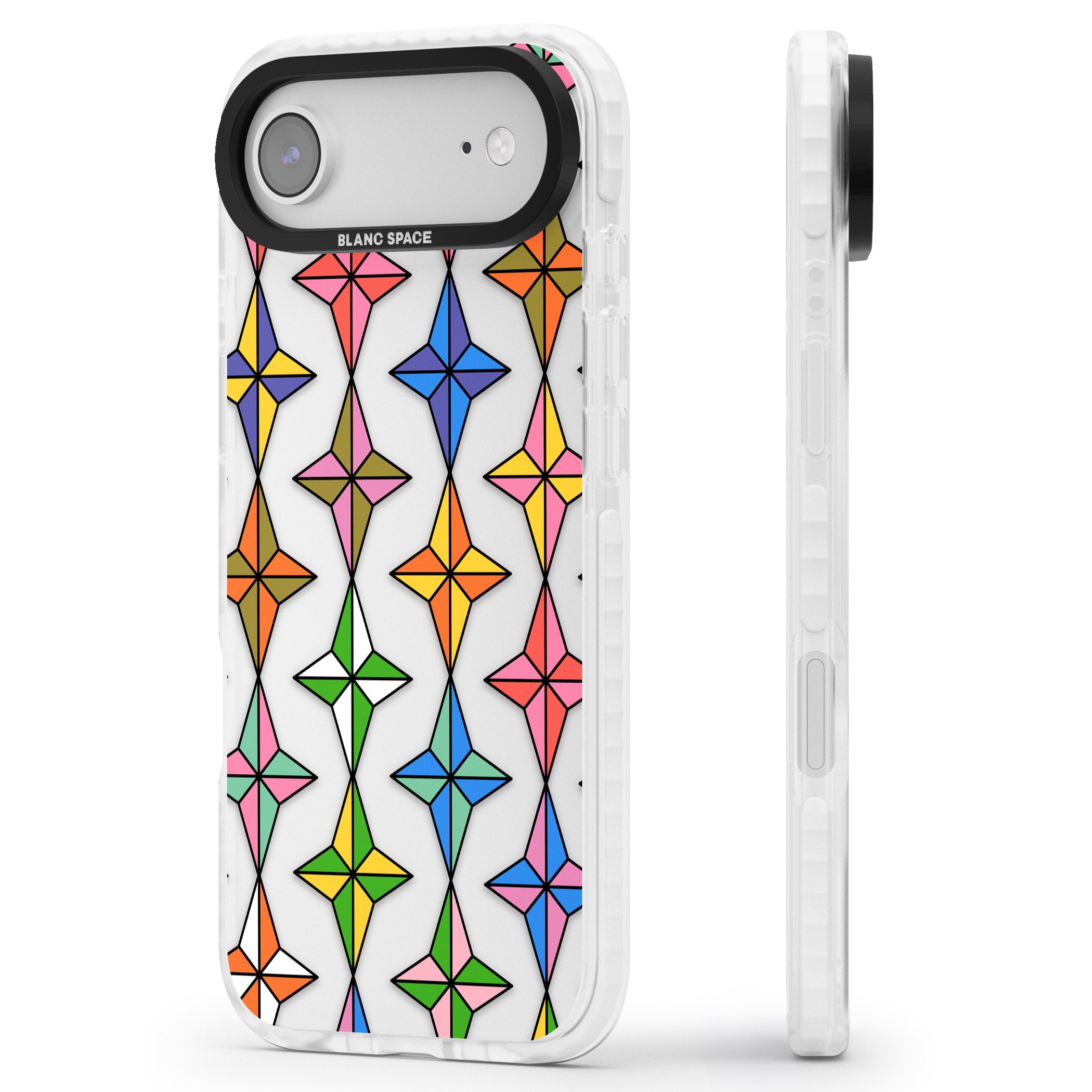 Multi Colour Stars Pattern iPhone 17 Air Impact Clear Phone Case Side Profile