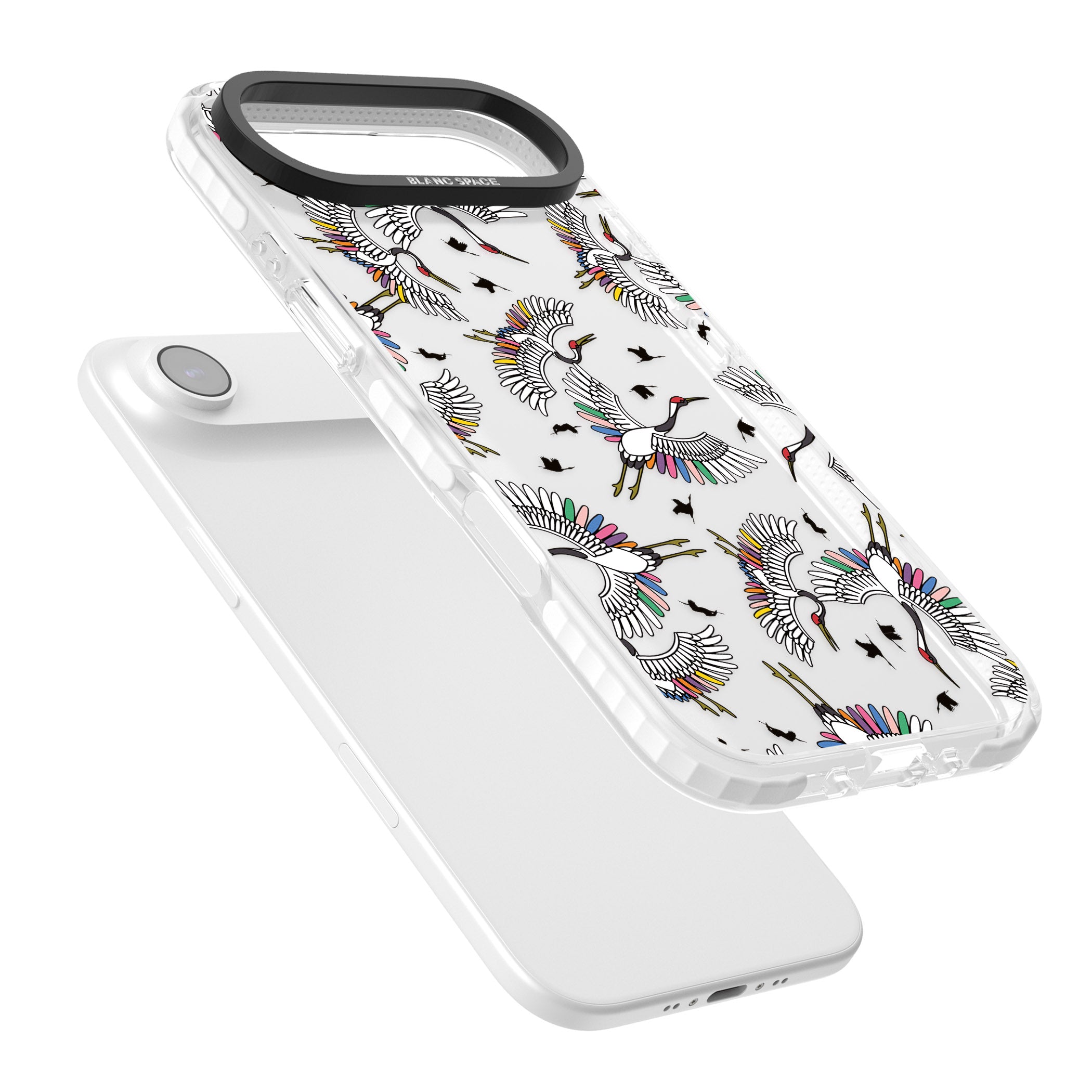 Colourful Crane Pattern iPhone 17 Air Impact Clear Phone Case Colours