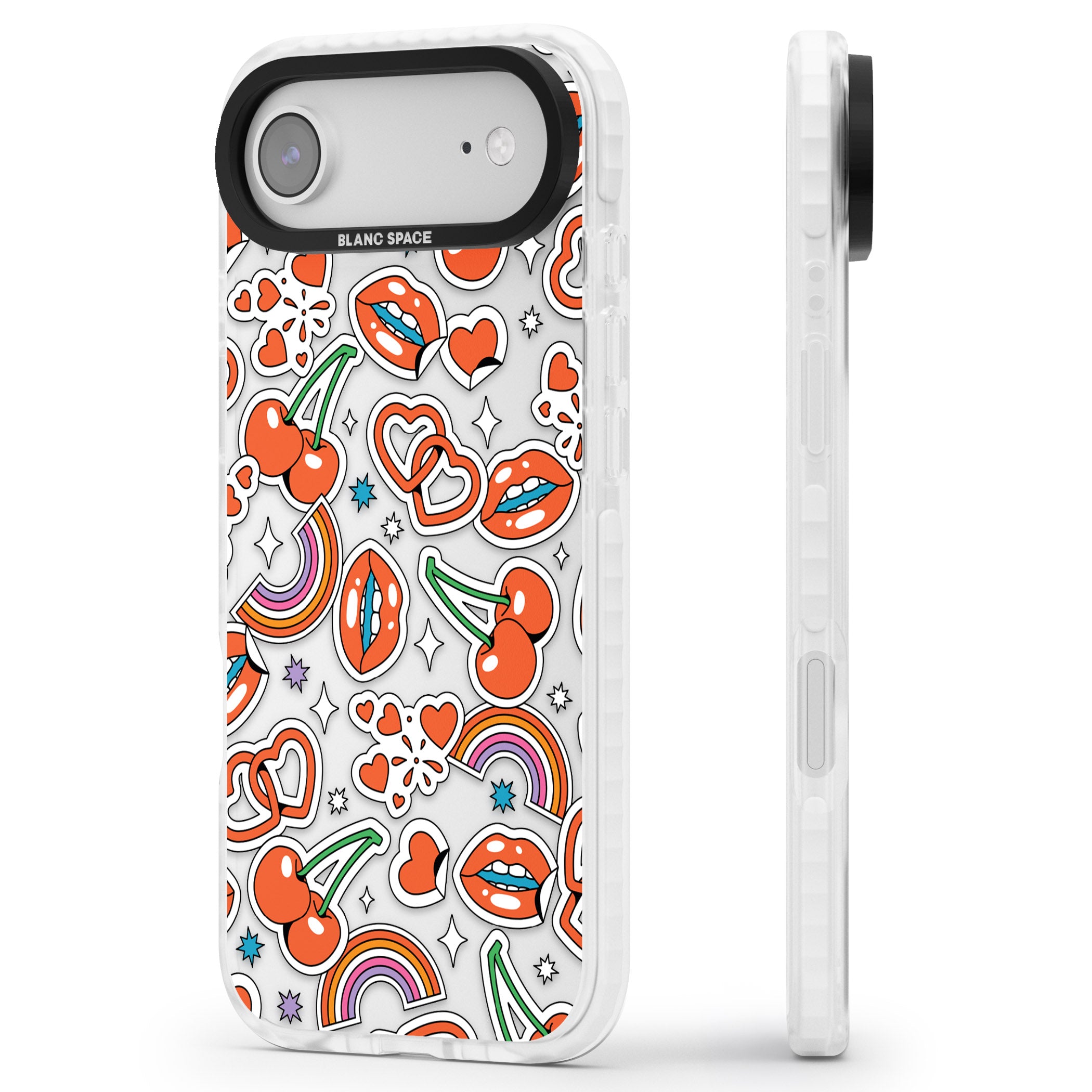 Red Sticker Pop iPhone 17 Air Impact Clear Phone Case Side Profile