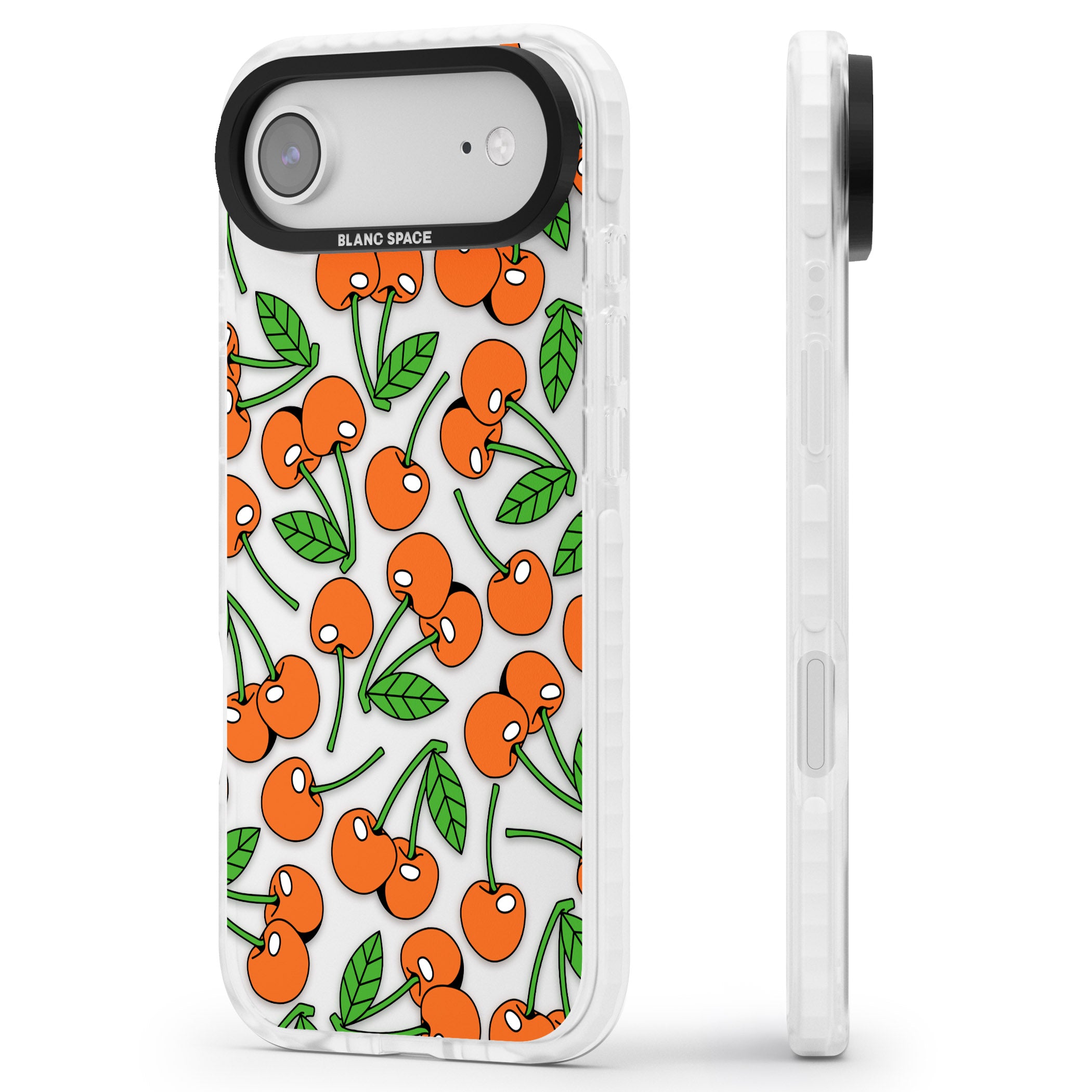 Orchard Fresh Cherries iPhone 17 Air Impact Clear Phone Case Side Profile