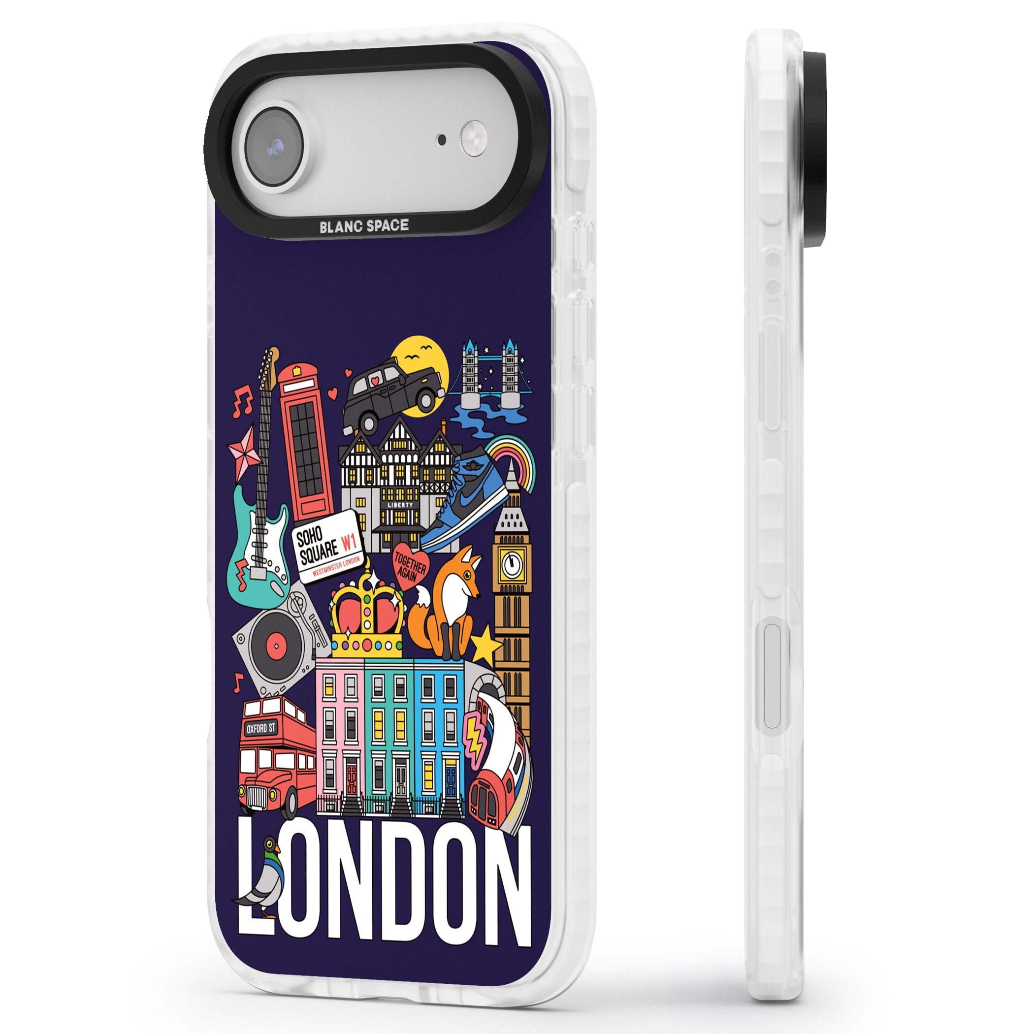 London Calling iPhone 17 Air Impact Clear Phone Case Side Profile