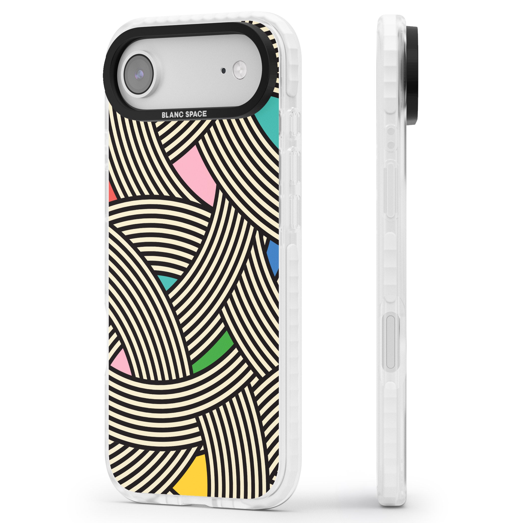 Multicolour Optic Waves iPhone 17 Air Impact Clear Phone Case Side Profile