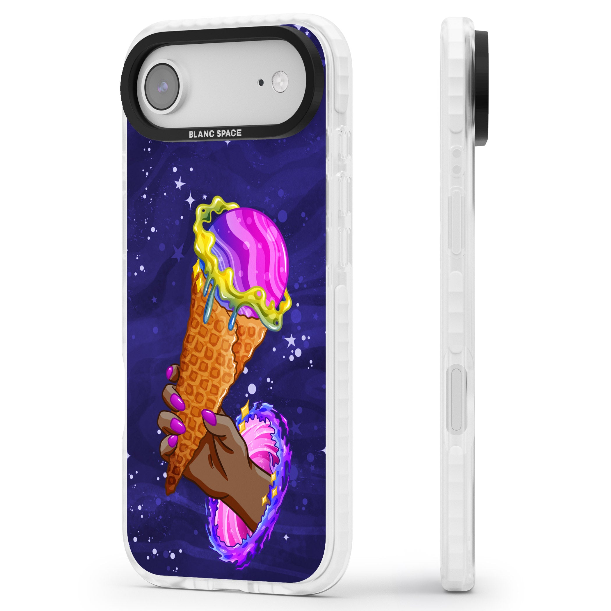 Interdimensional Ice Cream iPhone 17 Air Impact Clear Phone Case Side Profile
