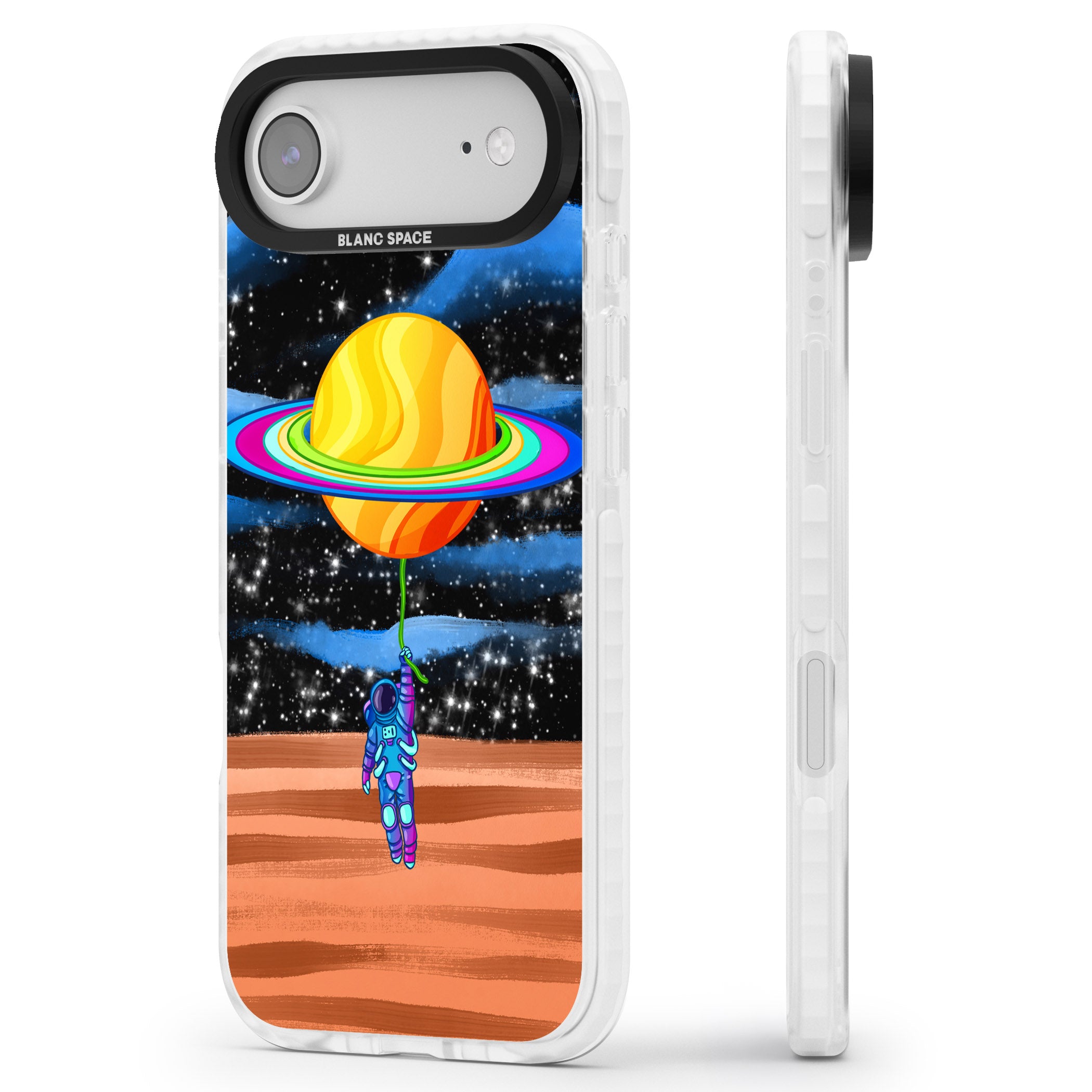 World On Helium iPhone 17 Air Impact Clear Phone Case Side Profile