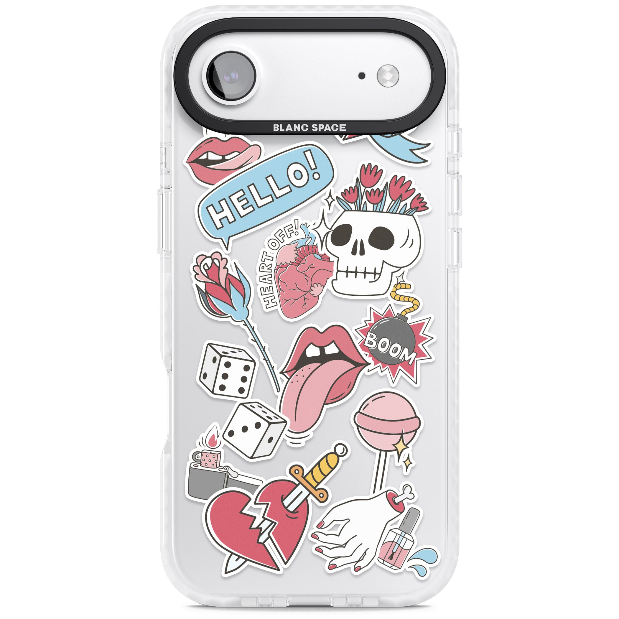 Skull & Flowers Stickers iPhone 17 Air Impact Clear Phone Case