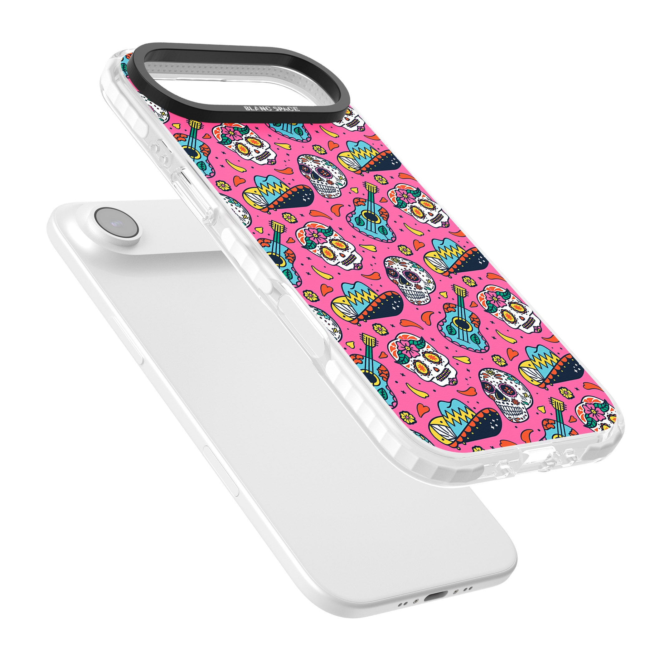Pink Day Of The Dead Pattern iPhone 17 Air Impact Clear Phone Case Colours