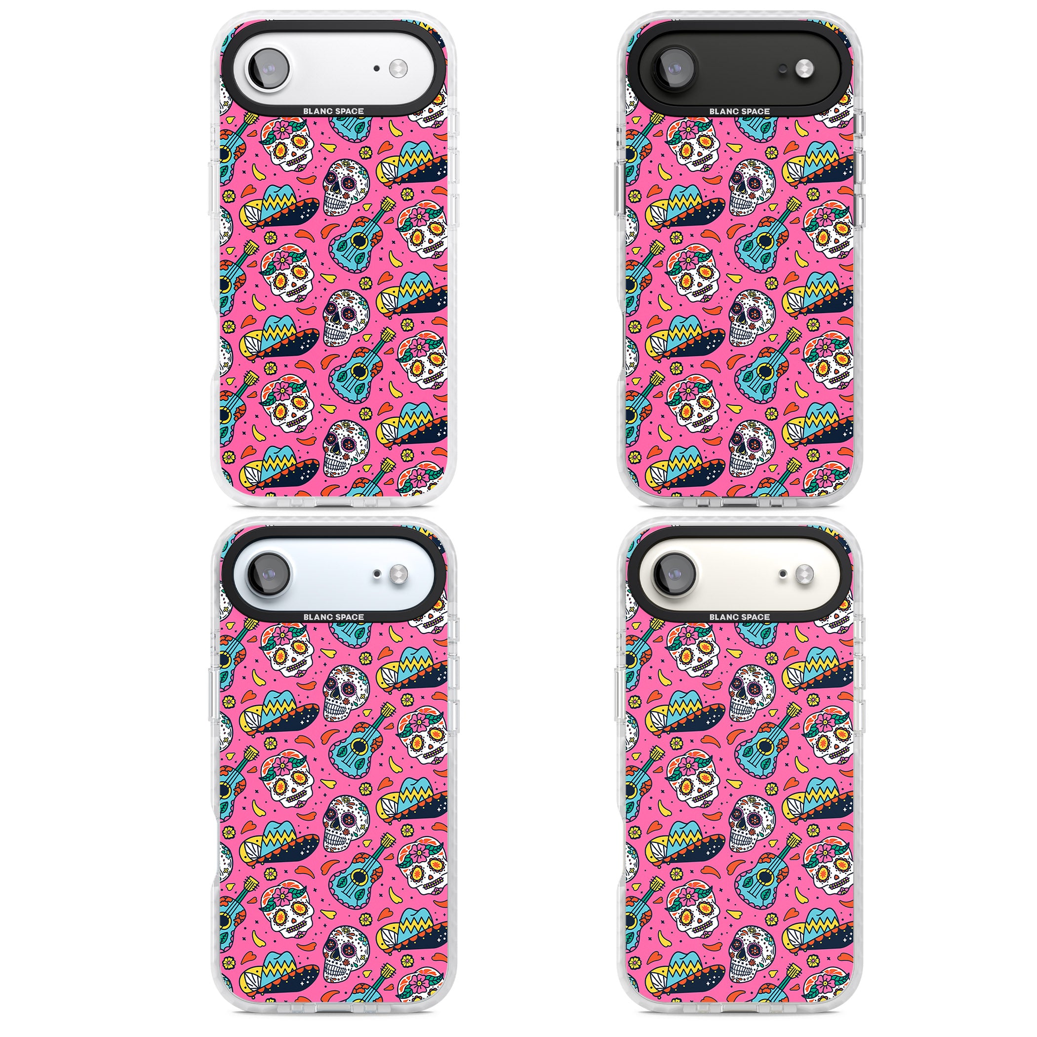 Pink Day Of The Dead Pattern iPhone 17 Air Impact Clear Phone Case APT Impact Protection