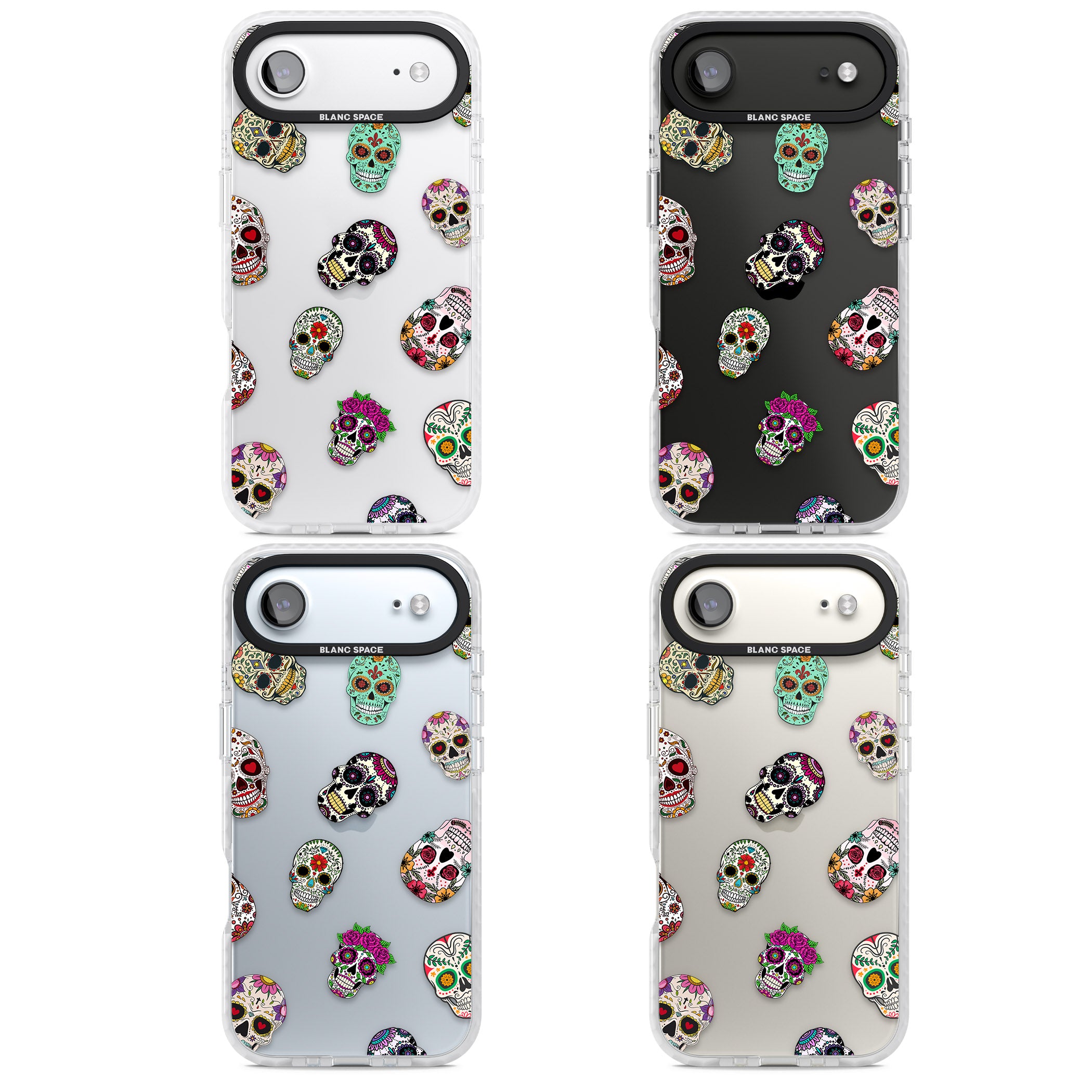 Mixed Sugar Skull Pattern iPhone 17 Air Impact Clear Phone Case APT Impact Protection