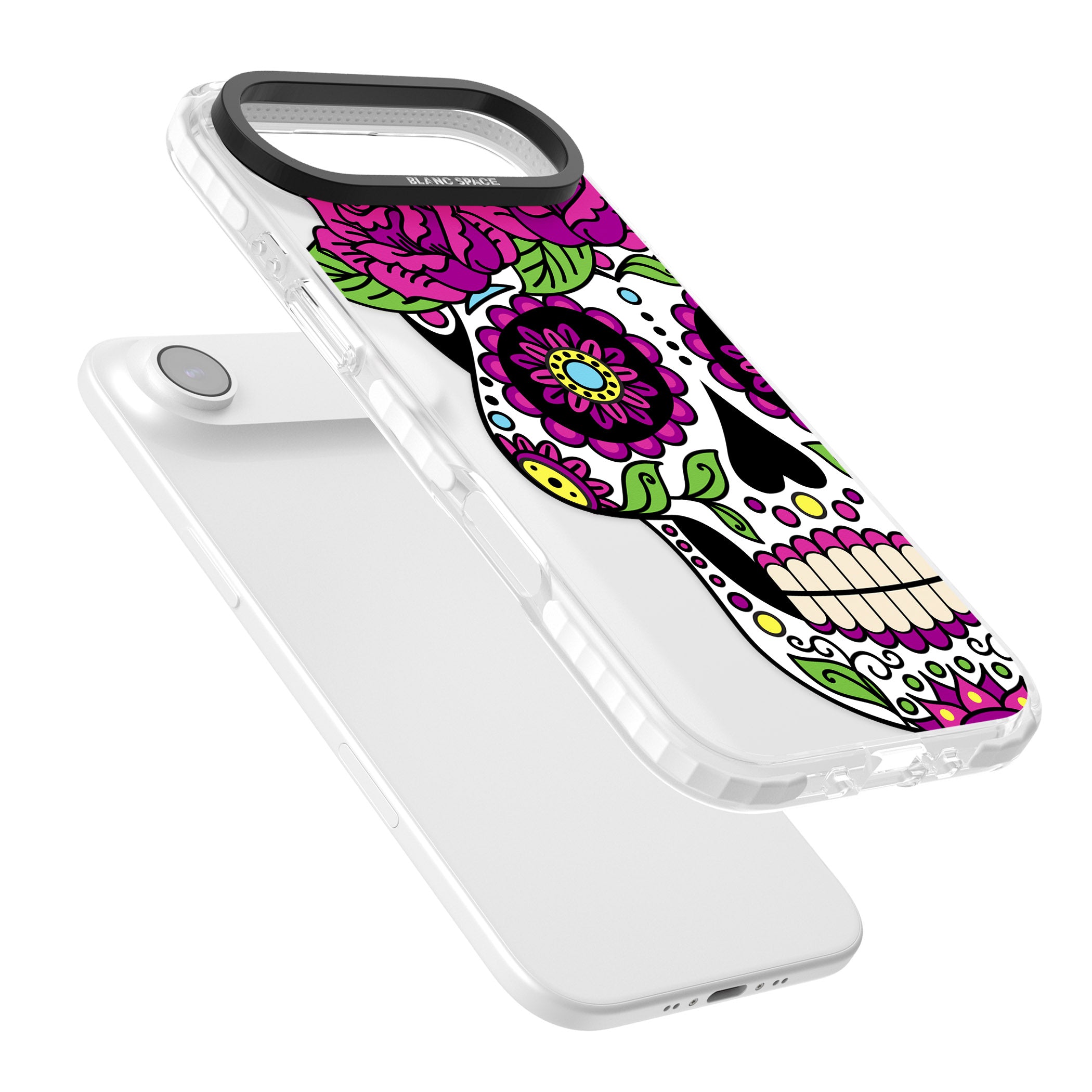 Purple Floral Sugar Skull iPhone 17 Air Impact Clear Phone Case Colours