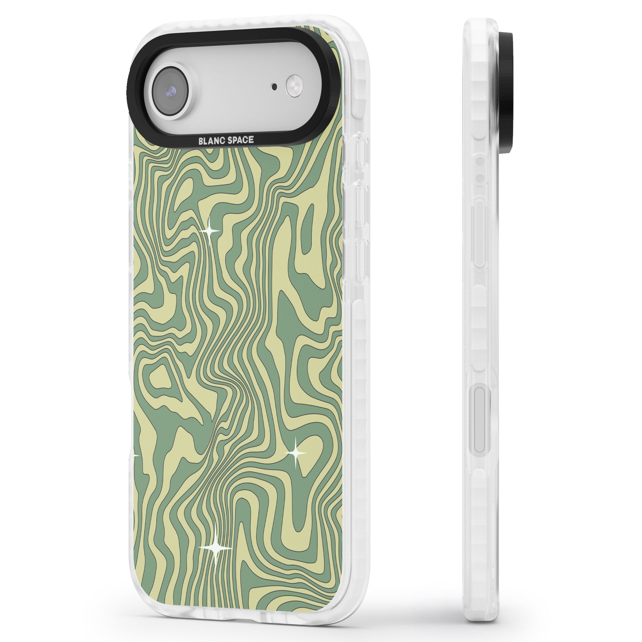 Green Abstract Wave iPhone 17 Air Impact Clear Phone Case Side Profile