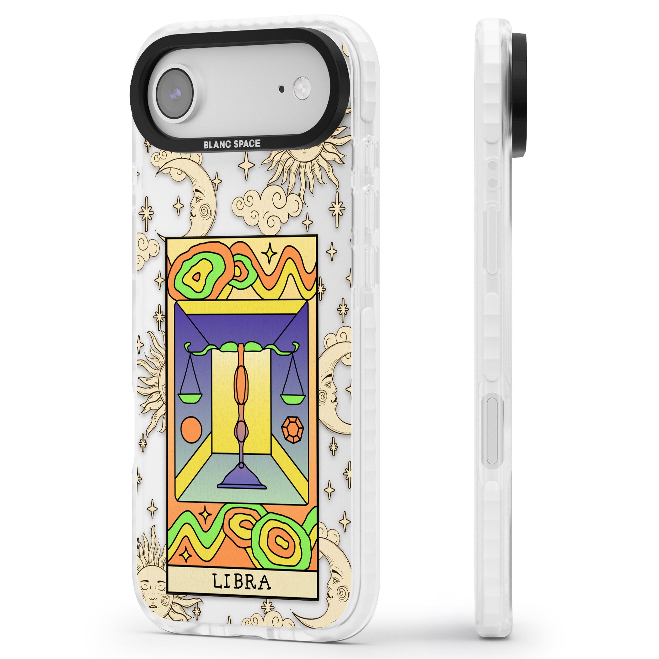 Celestial Zodiac Libra iPhone 17 Air Impact Clear Phone Case Side Profile