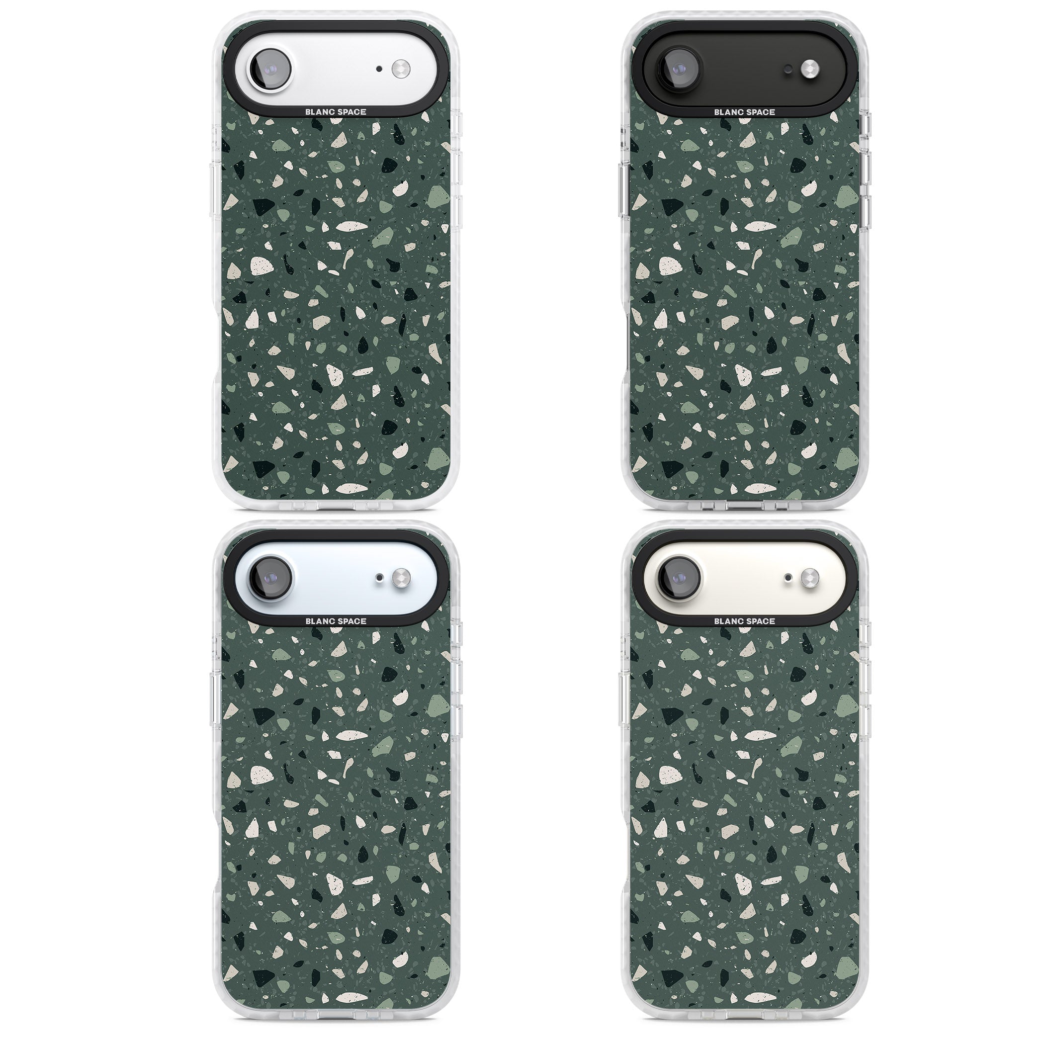 Green & Cream Terrazzo Pattern iPhone 17 Air Impact Clear Phone Case APT Impact Protection