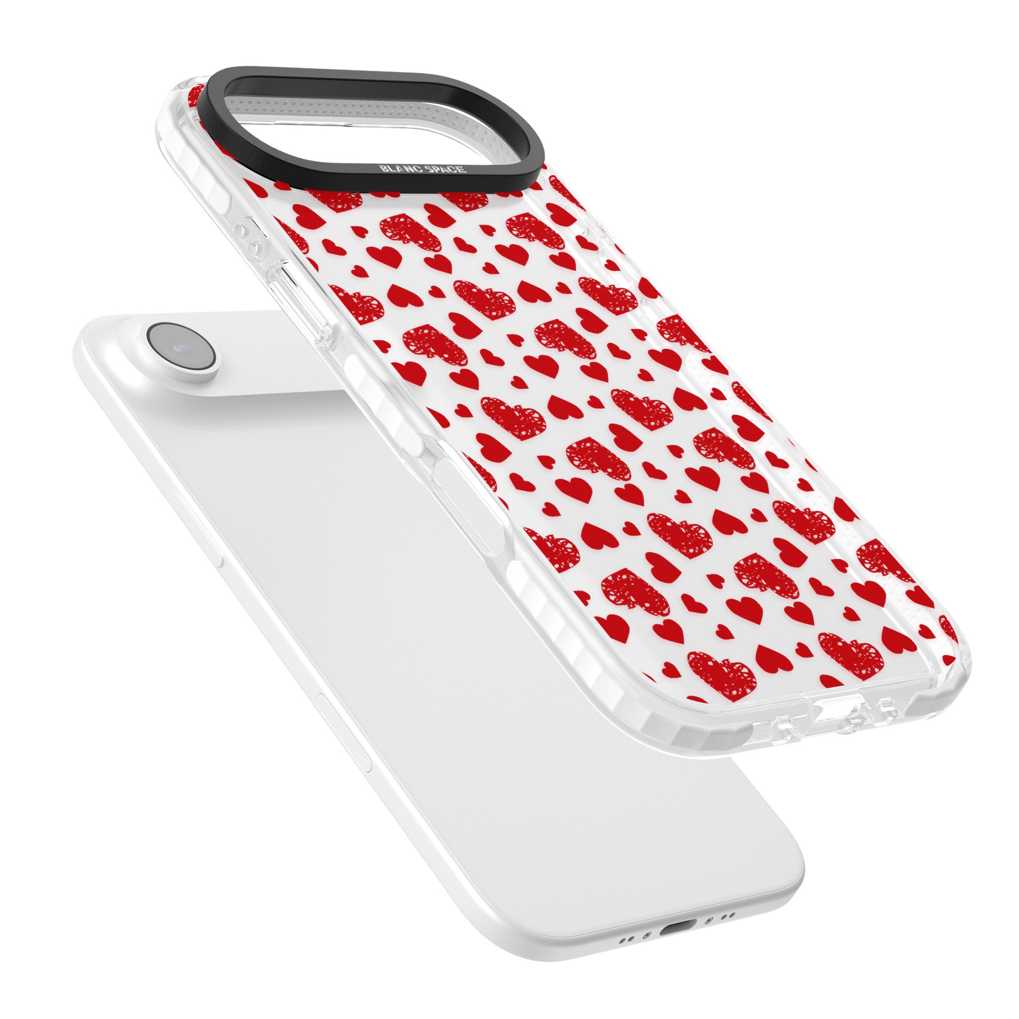 Red Heart Pattern Classic iPhone 17 Air Impact Clear Phone Case Colours