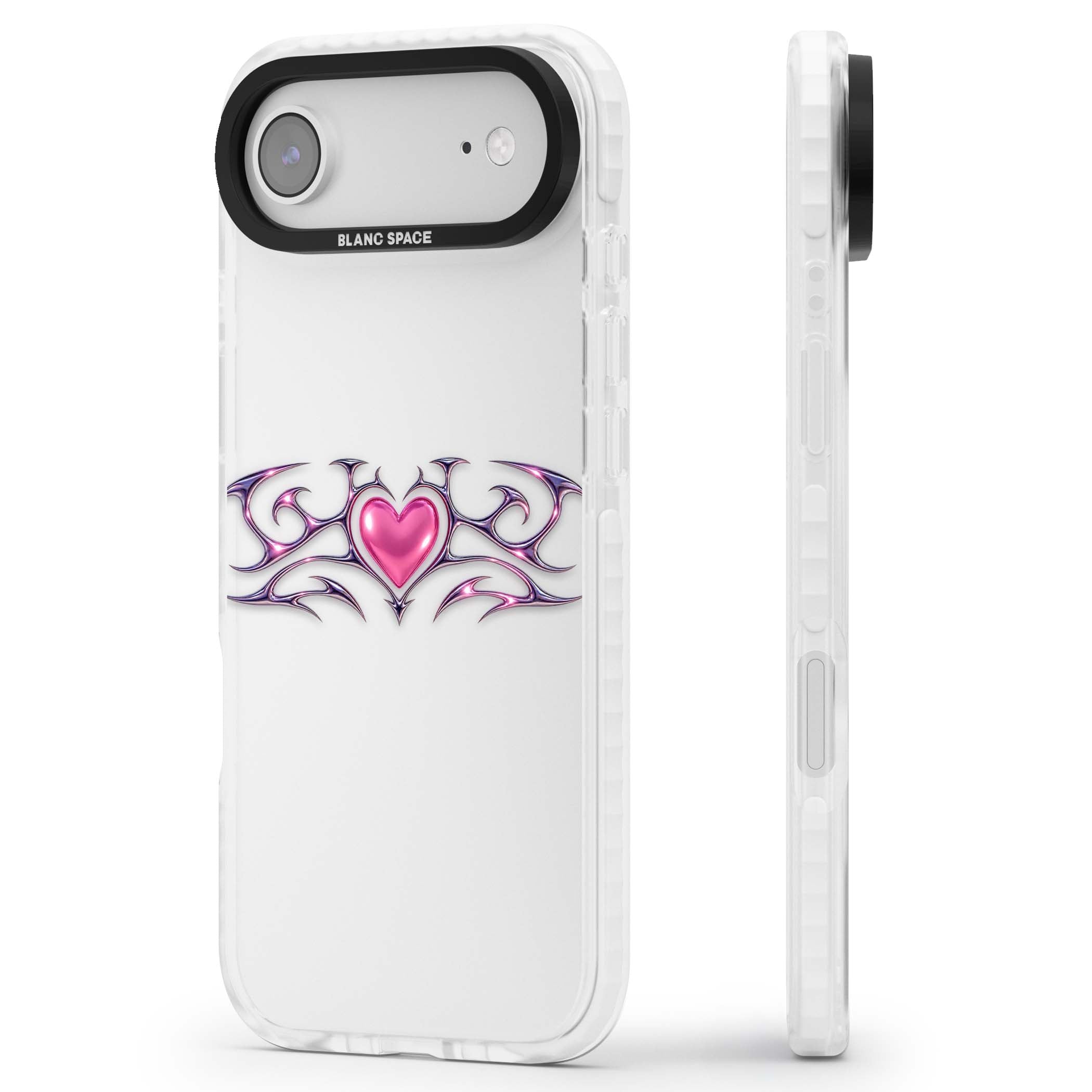 Pink Chrome Heart y2k iPhone case | Black Impact case for iPhone Air