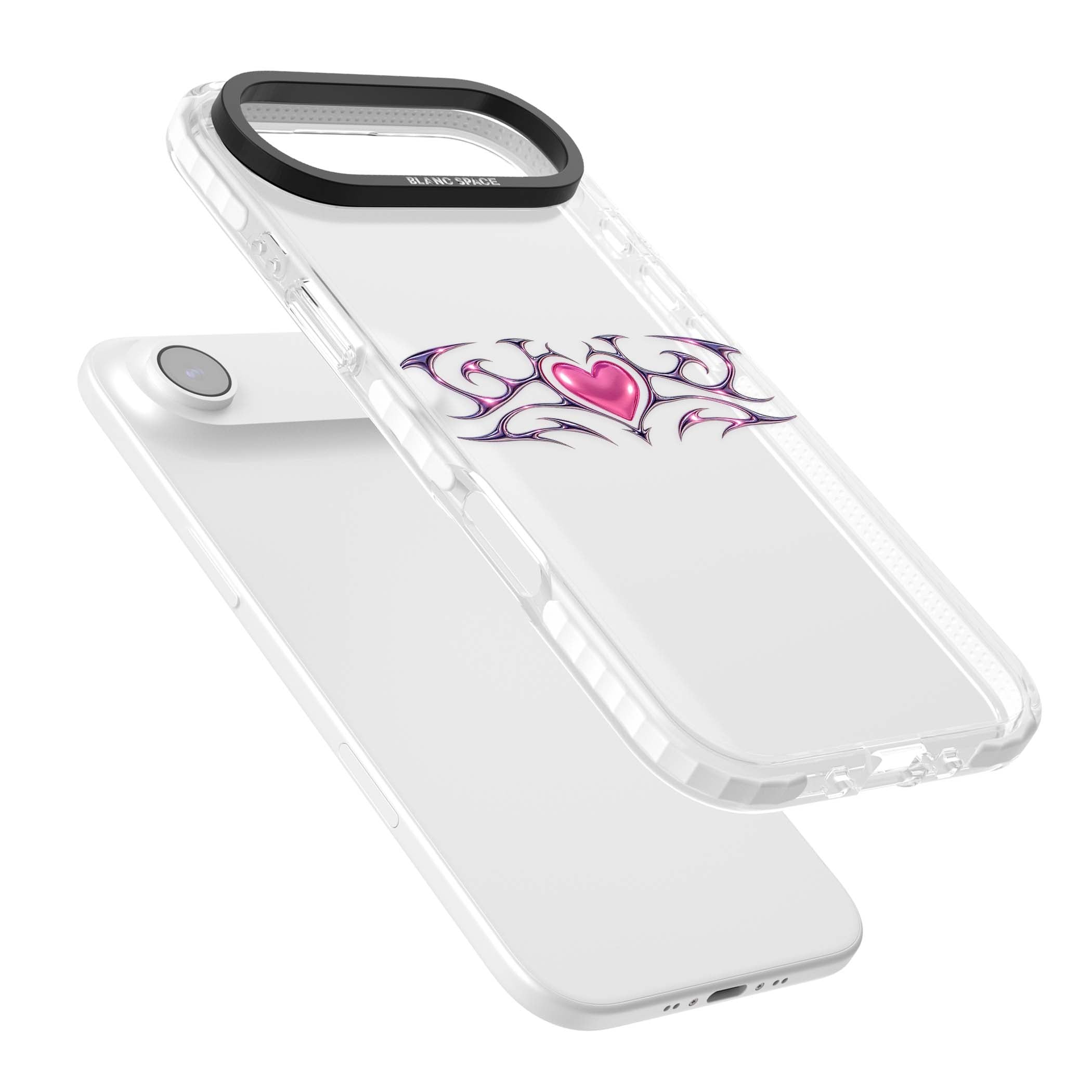 Pink Chrome Heart y2k iPhone case | Black Impact case for iPhone Air
