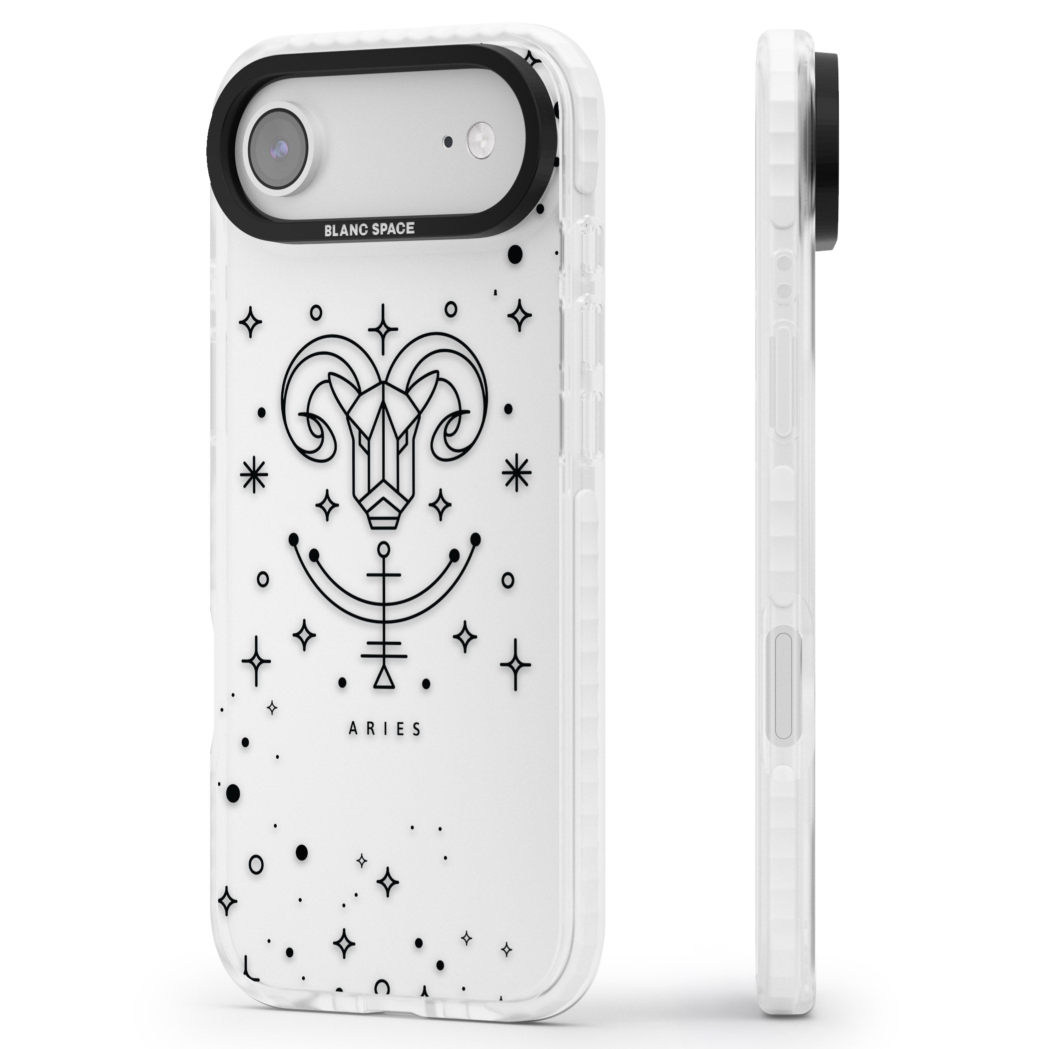 Aries Emblem iPhone 17 Air Impact Clear Phone Case Side Profile