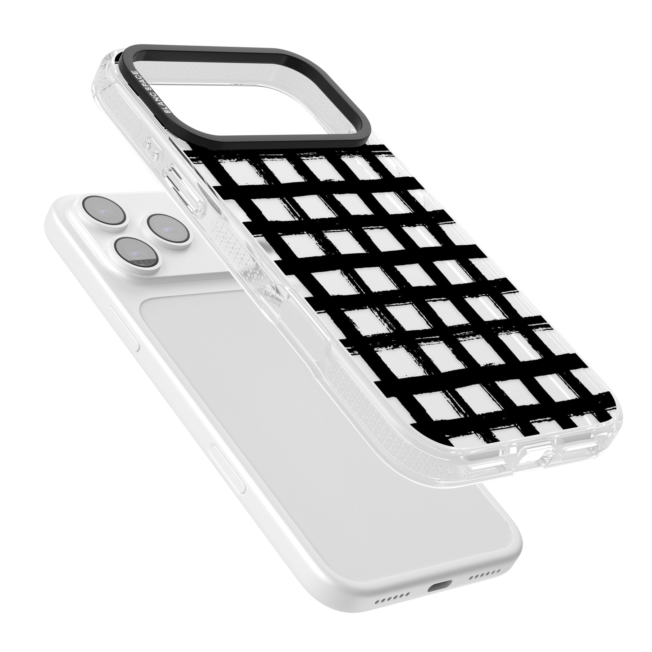 Messy Black Grid Clear iPhone 17 Pro Impact Air Clear Phone Case Colours
