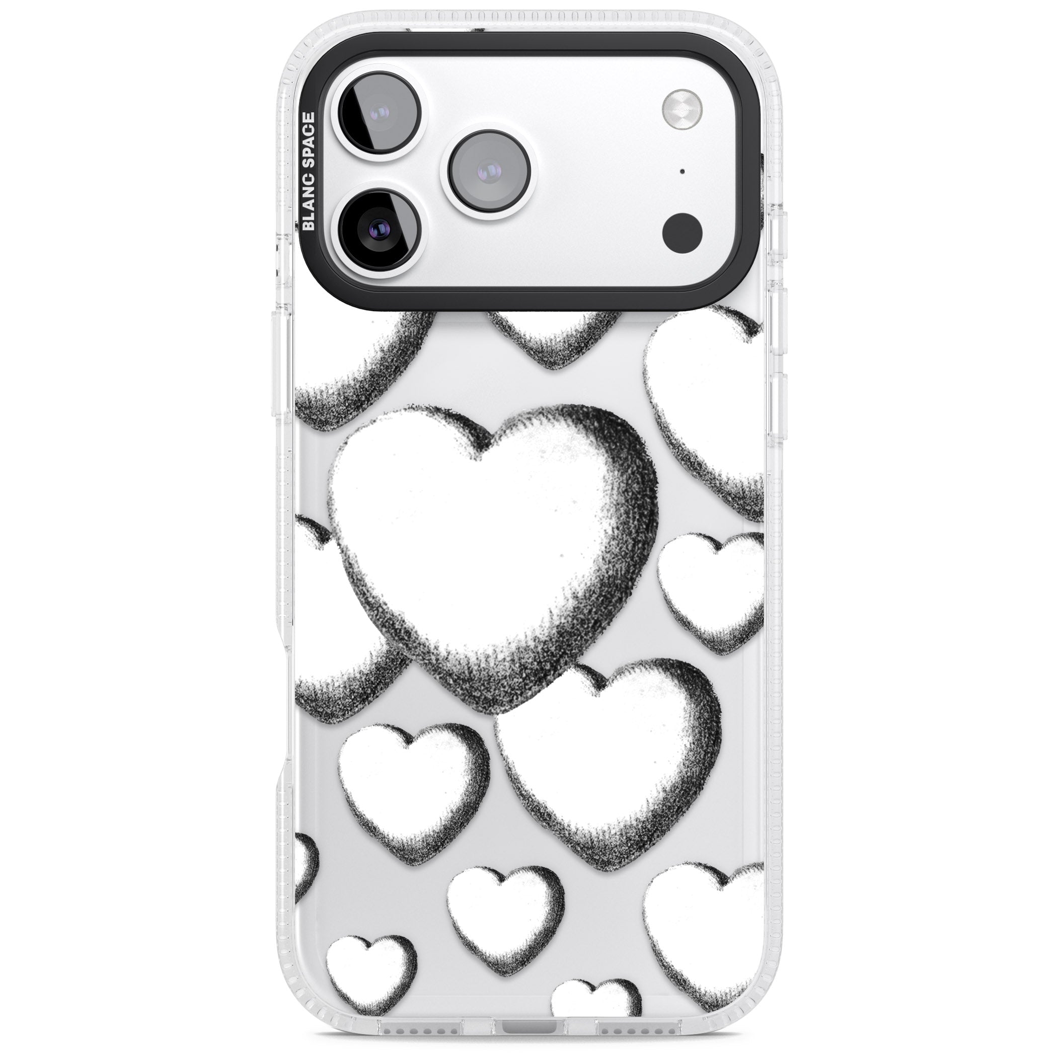 Hand Drawn Hearts iPhone 17 Pro Impact Air Clear Phone Case