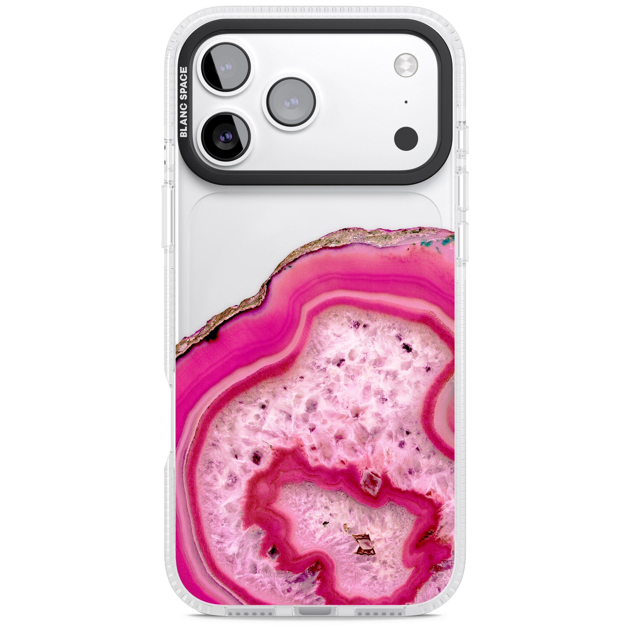Pink Geode Crystal iPhone 17 Pro Max Impact Air Clear Phone Case