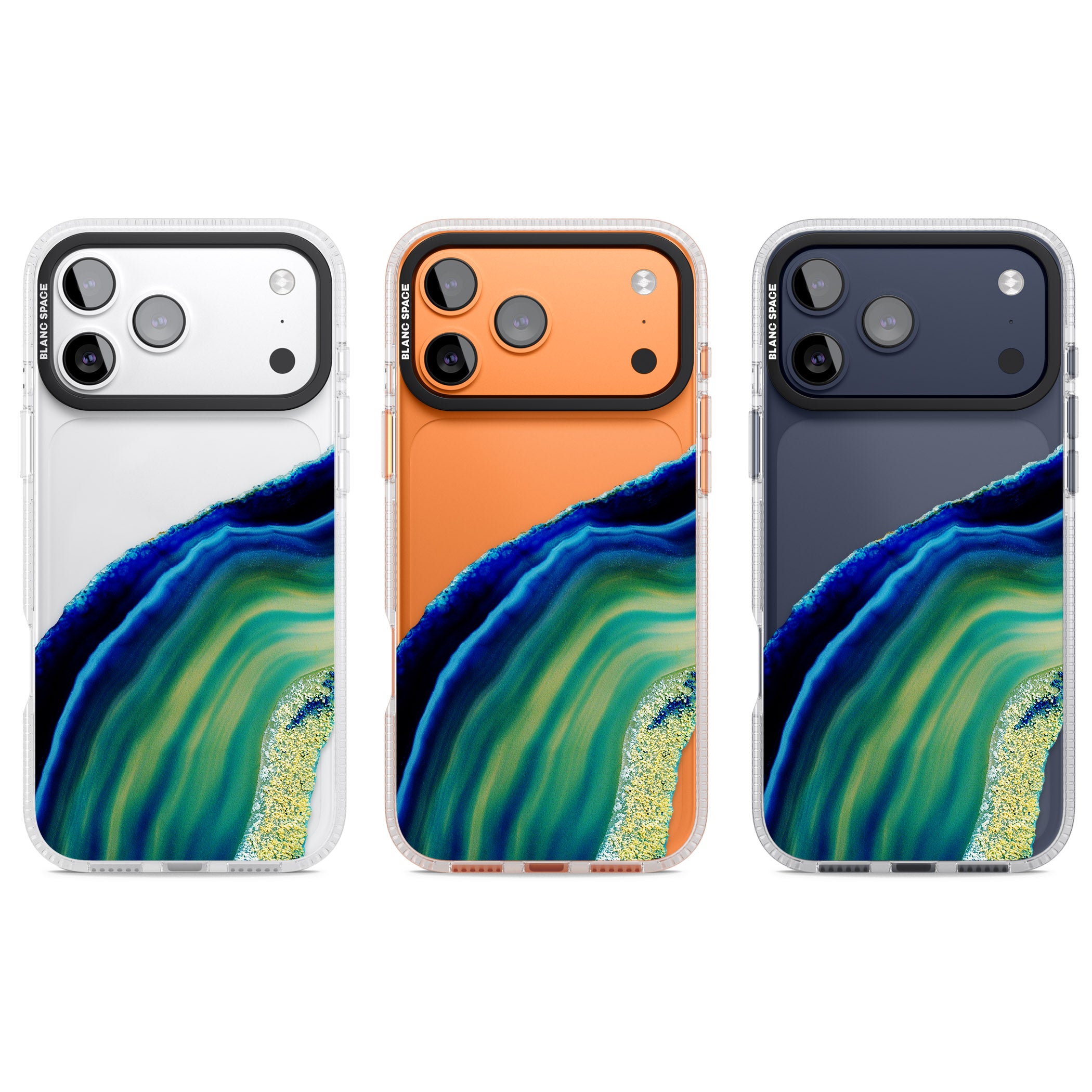 Green & Blue Emerald Geode iPhone 17 Pro Impact Air Clear Phone Case APT Impact Protection