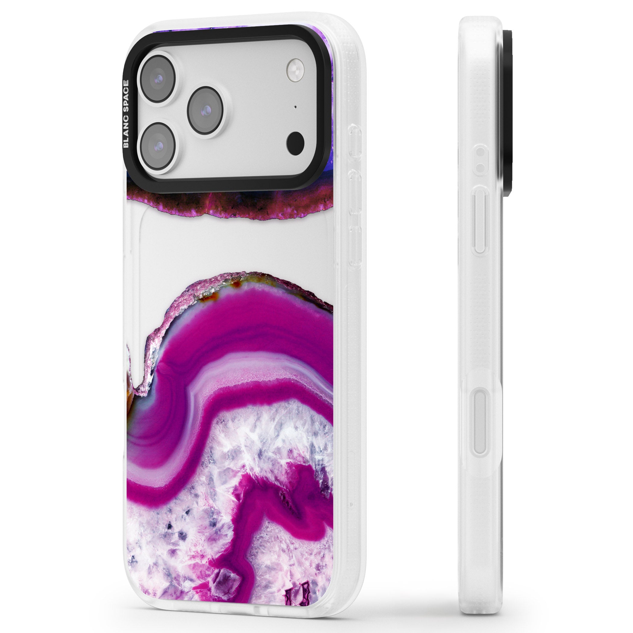Amethyst Crystal Slice iPhone 17 Pro Impact Air Clear Phone Case Side Profile