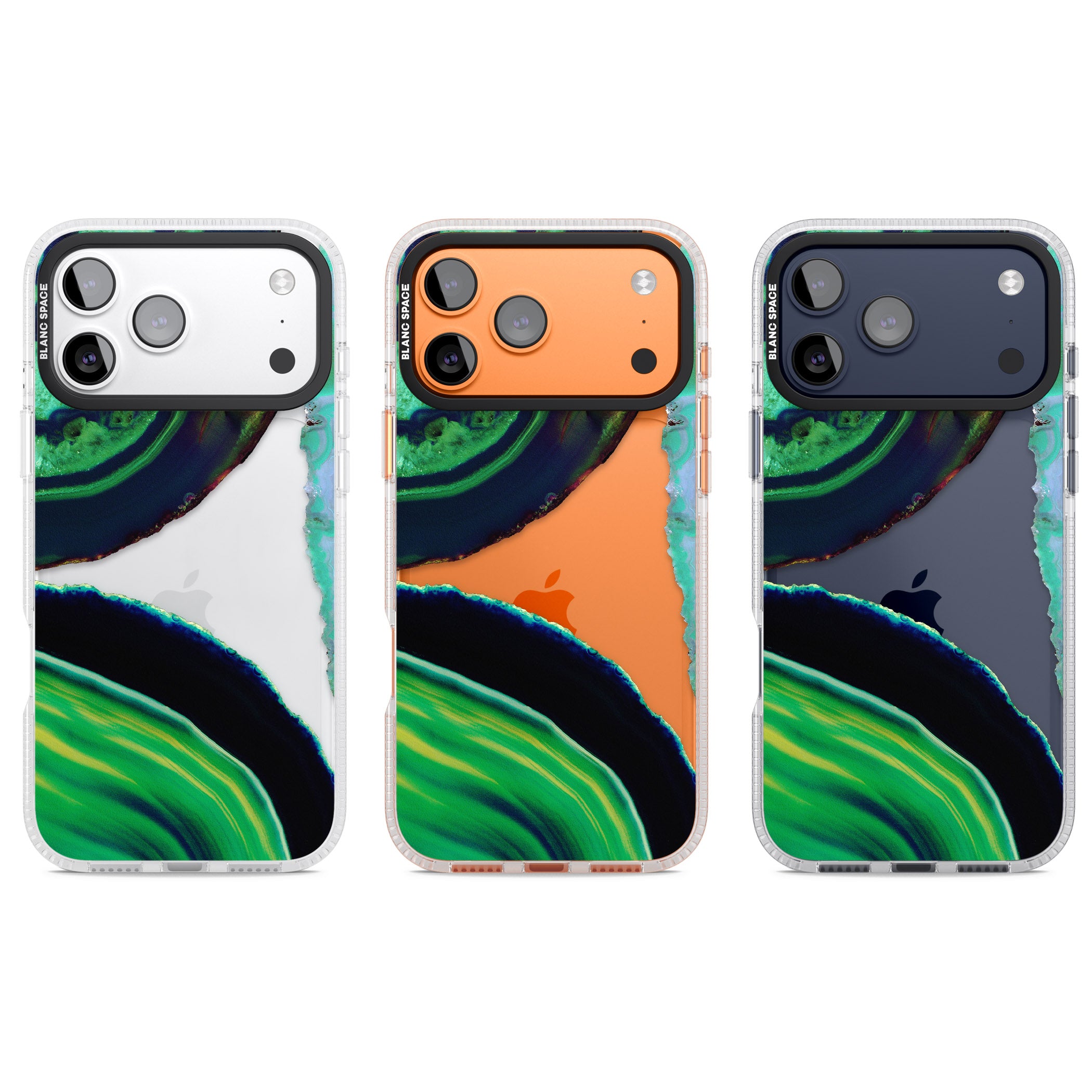 Green Geode Glow iPhone 17 Pro Impact Air Clear Phone Case APT Impact Protection