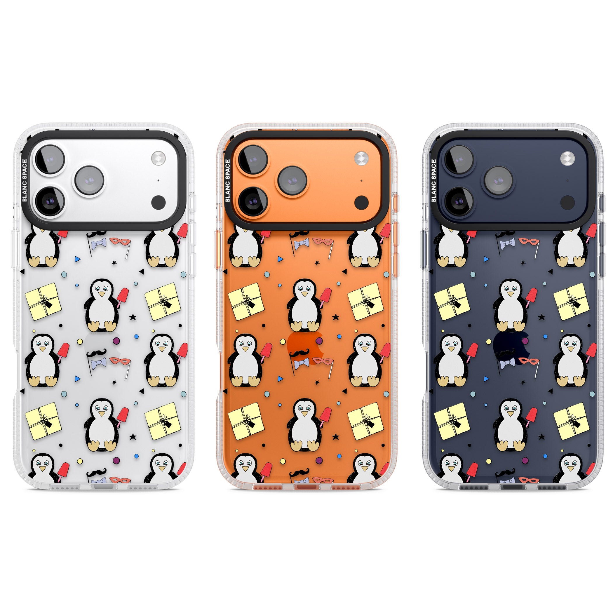 Cute Penguin Pattern Clear iPhone 17 Pro Impact Air Clear Phone Case APT Impact Protection