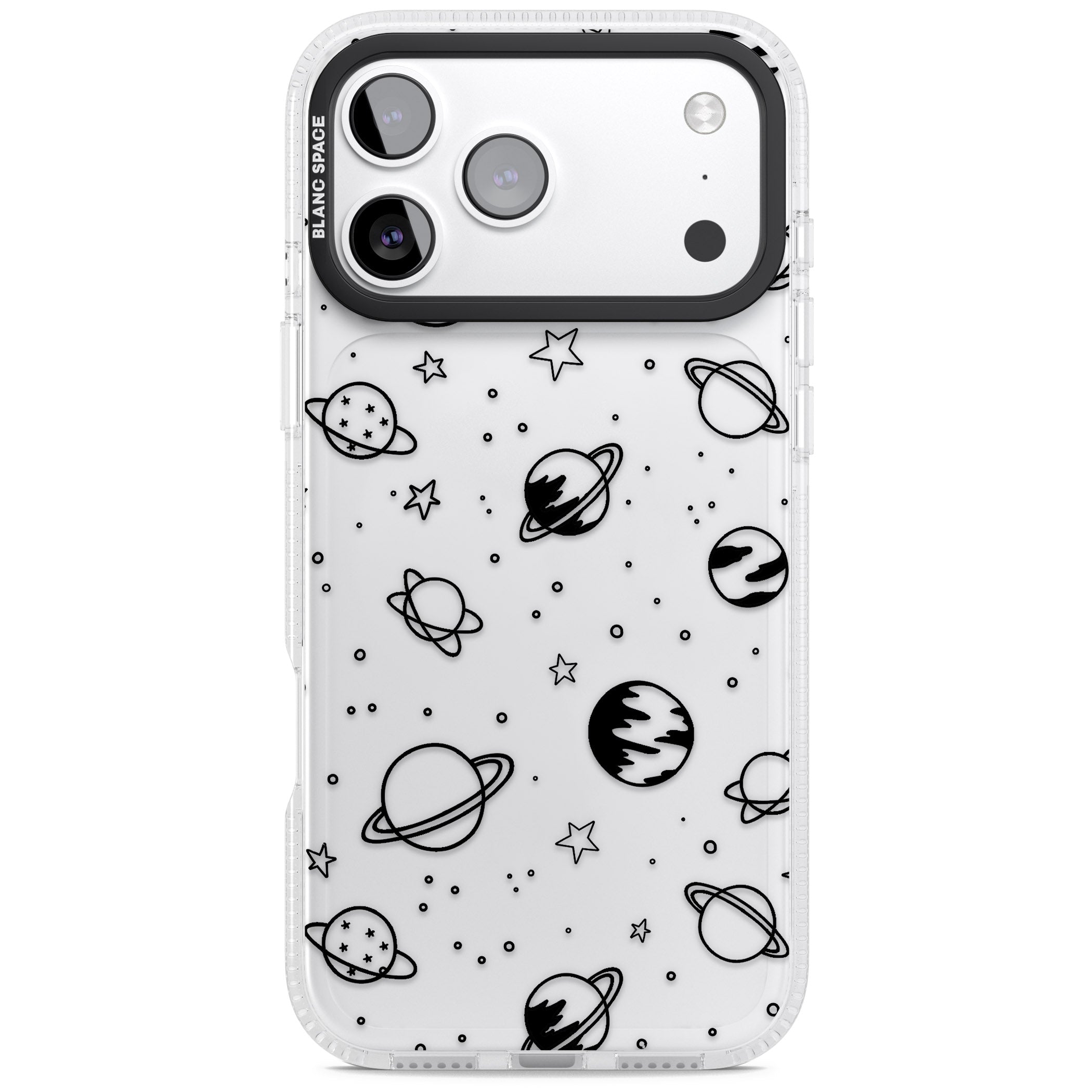 Cosmic Sketch Black Clear iPhone 17 Pro Impact Air Clear Phone Case