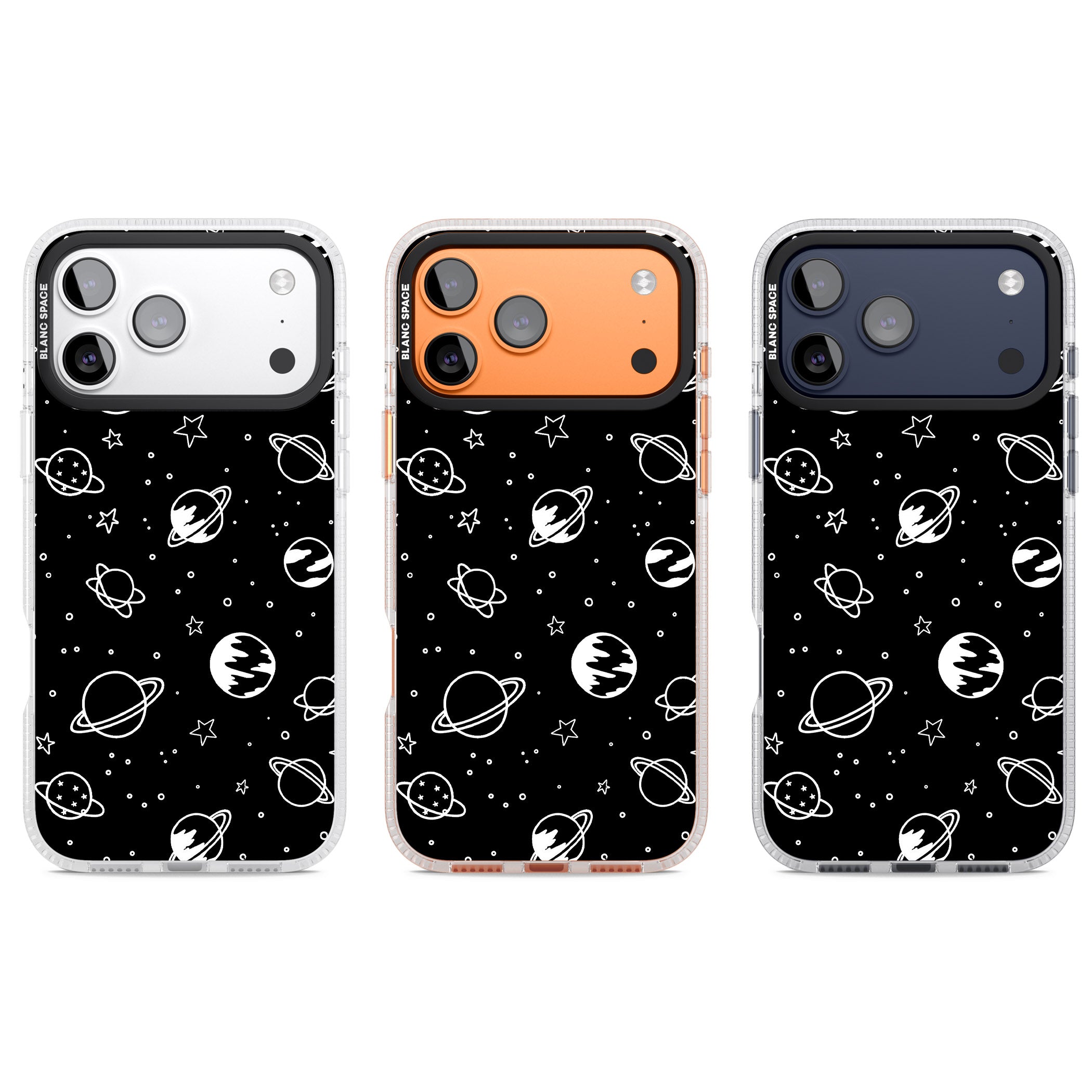 Cosmic Sketch White Black iPhone 17 Pro Impact Air Clear Phone Case APT Impact Protection