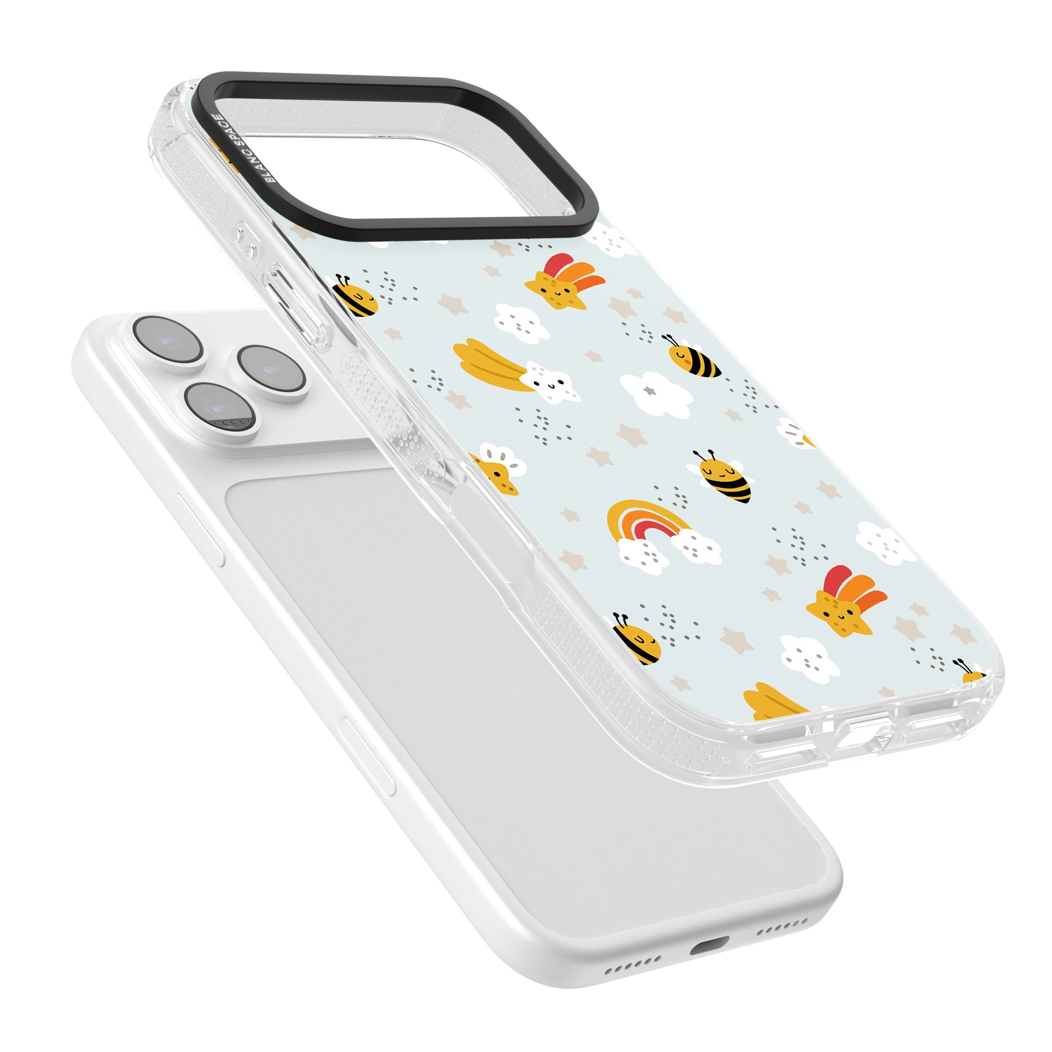 Sweet As Honey Patterns: Bees & Rainbows iPhone 17 Pro Impact Air Clear Phone Case Colours