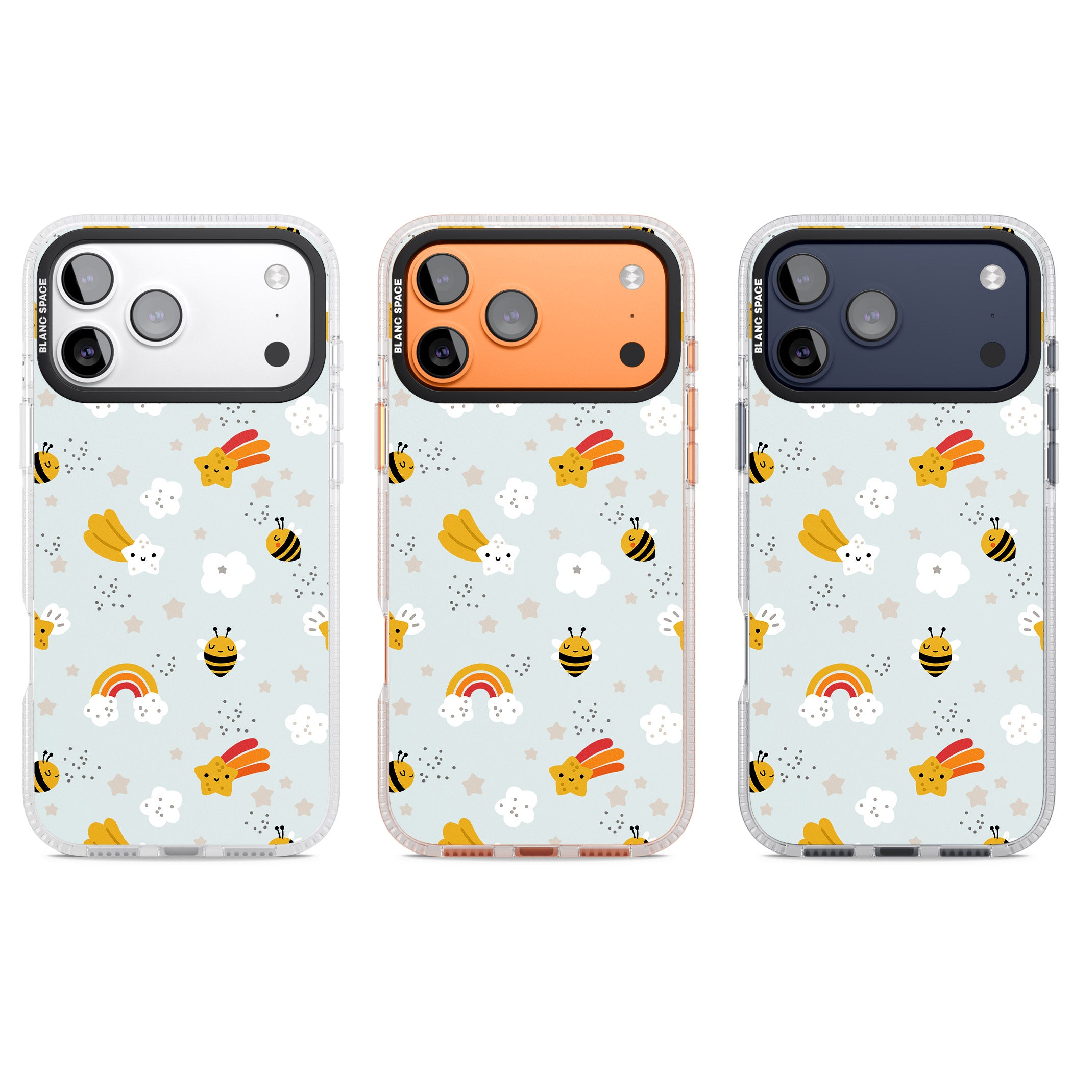 Sweet As Honey Patterns: Bees & Rainbows iPhone 17 Pro Impact Air Clear Phone Case APT Impact Protection