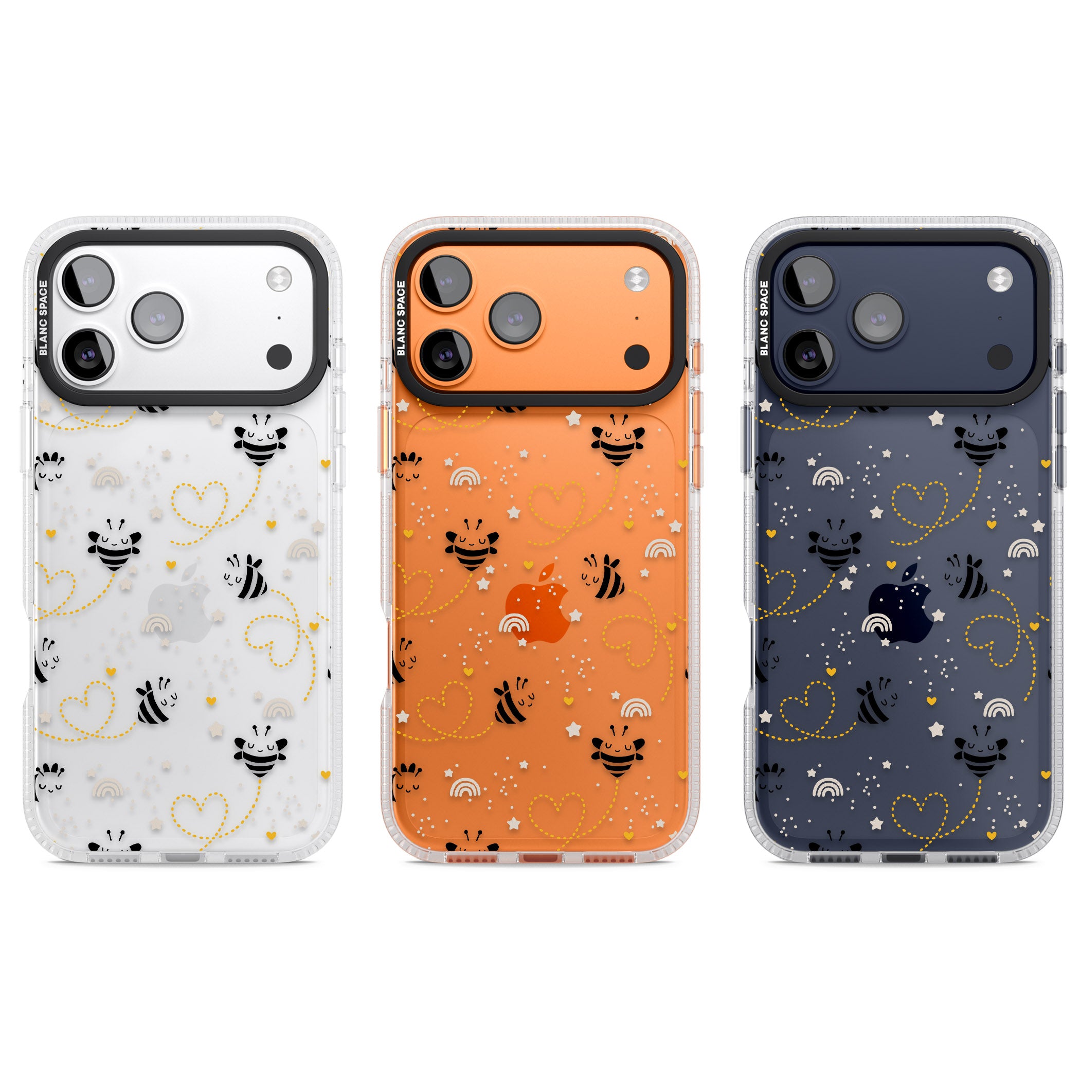 Bee Hearts Pattern iPhone 17 Pro Impact Air Clear Phone Case APT Impact Protection