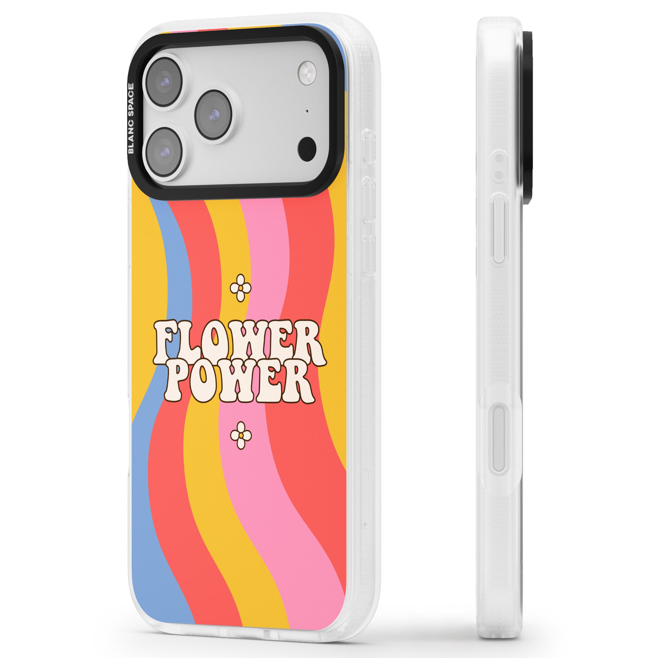 Melting Flower Power iPhone 17 Pro Max Impact Air Clear Phone Case Side Profile