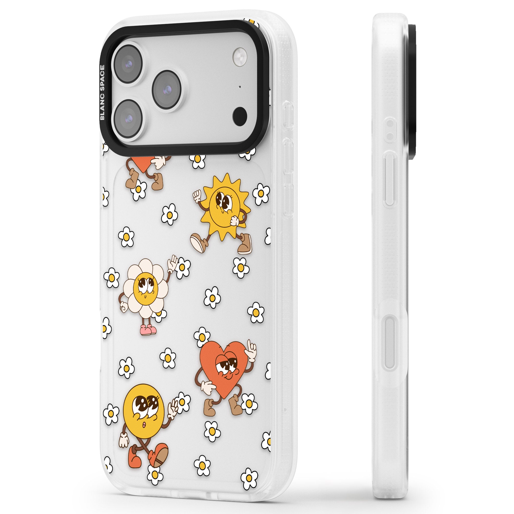 Daisies & Friends iPhone 17 Pro Impact Air Clear Phone Case Side Profile