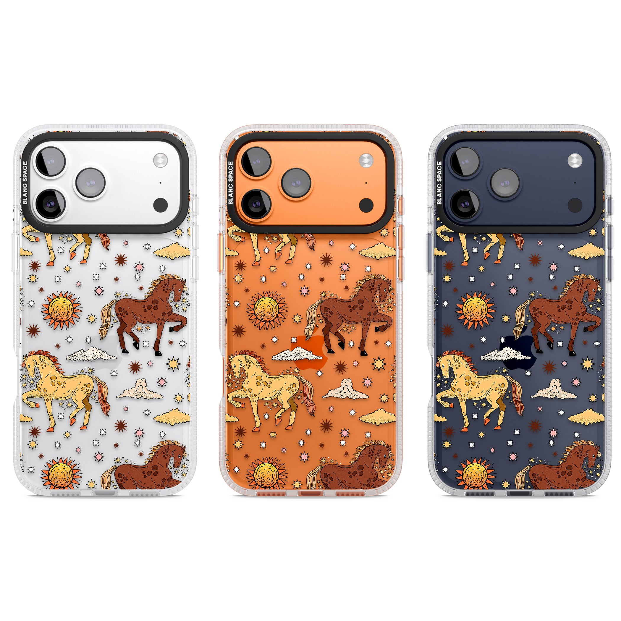 Boho Celestial Wild Horses iPhone 17 Pro Impact Air Clear Phone Case APT Impact Protection